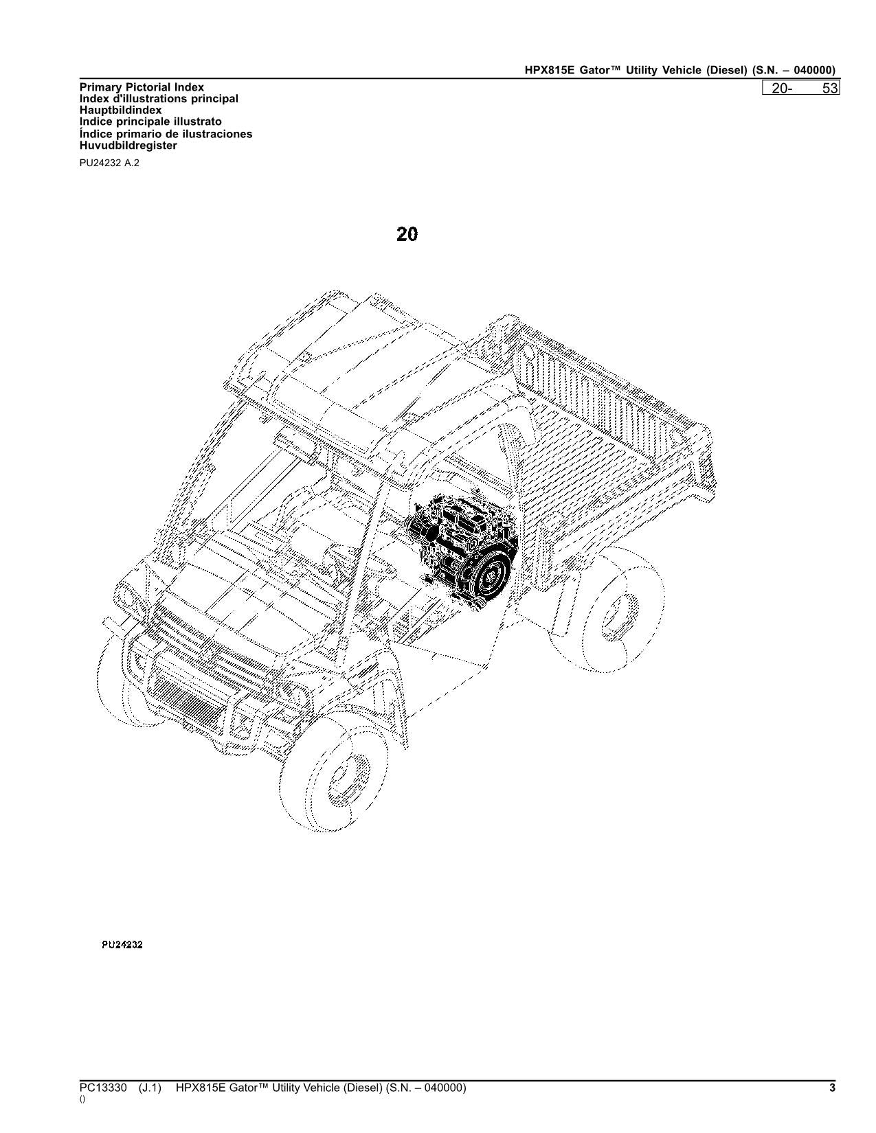 JOHN DEERE HPX815E GATOR UTILITY VEHICLE PARTS CATALOG MANUAL PC13330