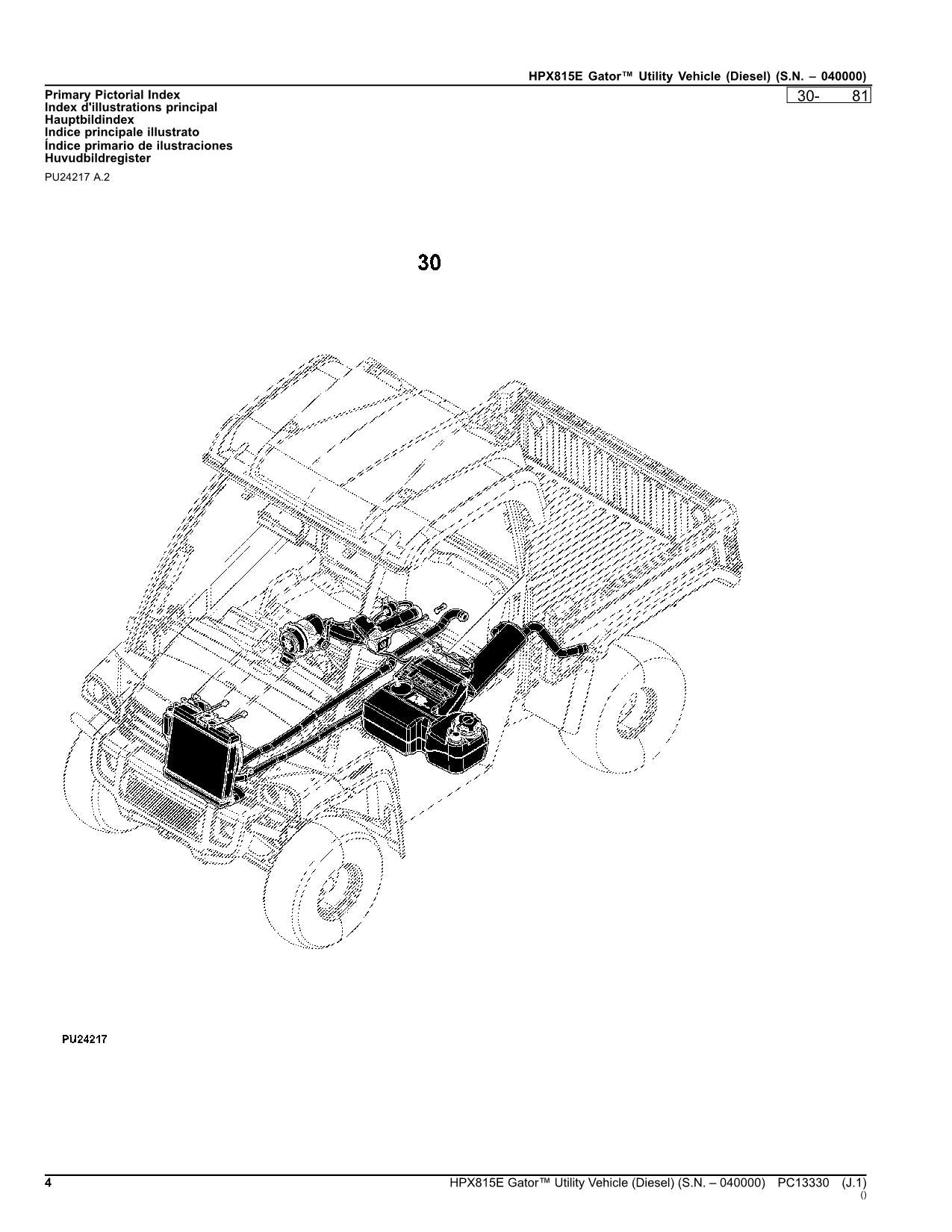 JOHN DEERE HPX815E GATOR UTILITY VEHICLE PARTS CATALOG MANUAL PC13330