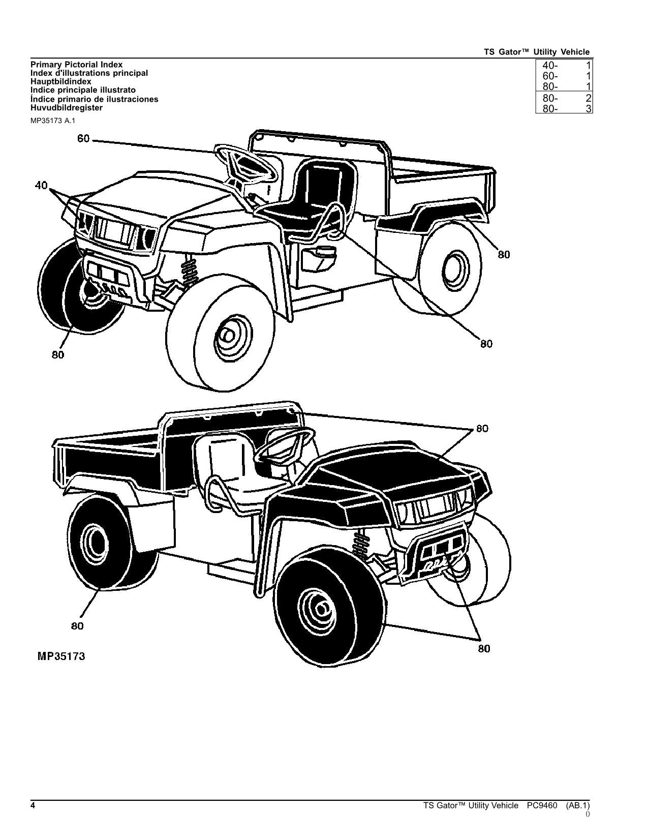 JOHN DEERE TS GATOR UTILITY VEHICLE PARTS CATALOG MANUAL