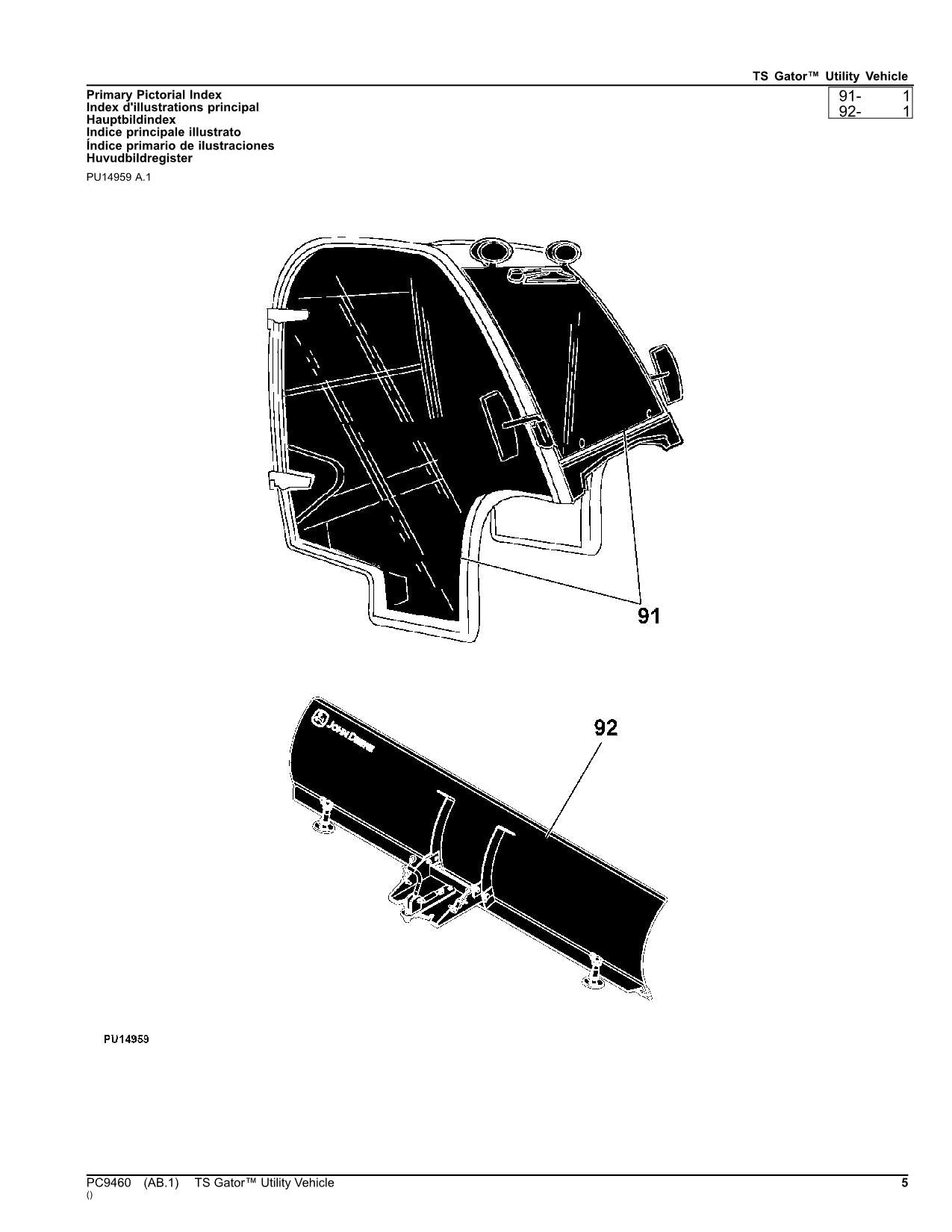 JOHN DEERE TS GATOR UTILITY VEHICLE PARTS CATALOG MANUAL