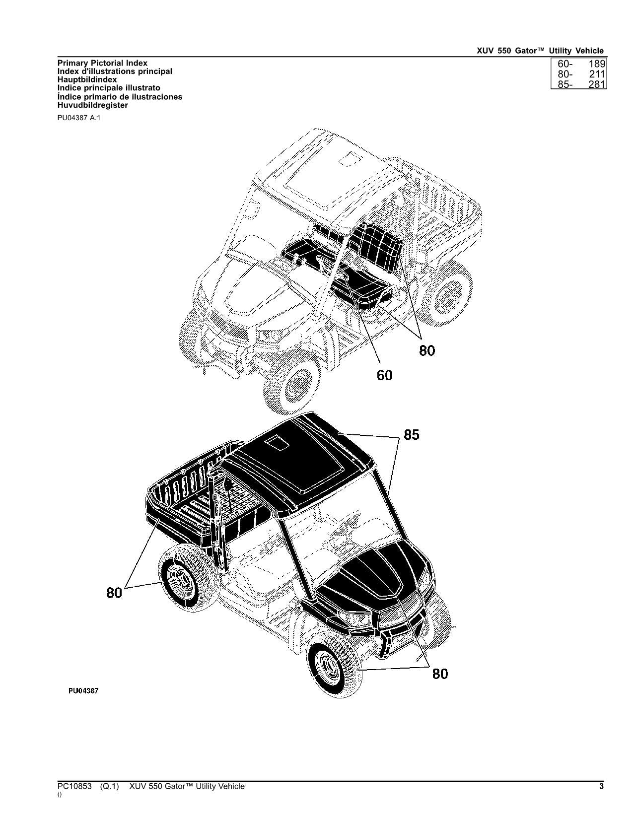 JOHN DEERE XUV 550 GATOR NUTZFAHRZEUG-TEILEKATALOGHANDBUCH