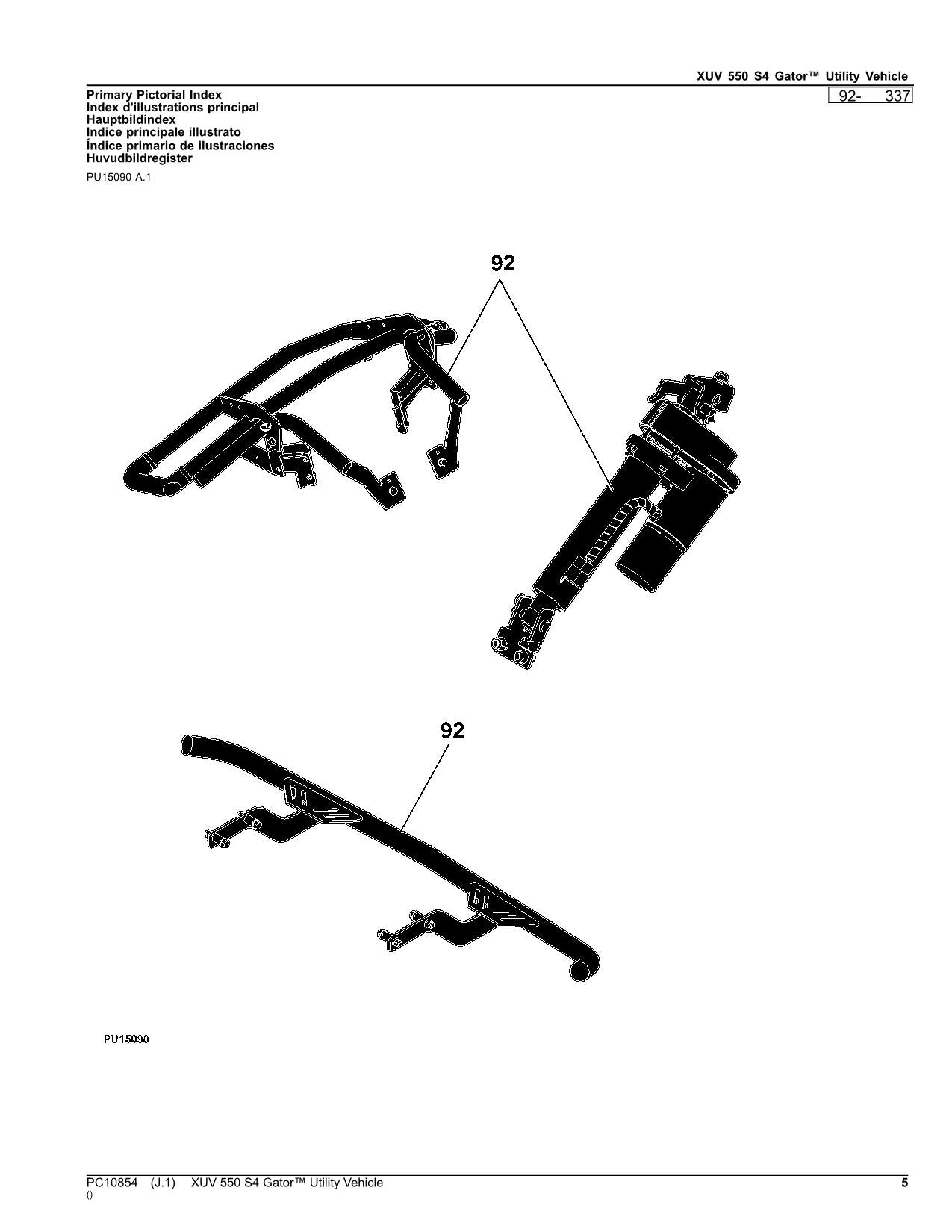 MANUEL DU CATALOGUE DES PIÈCES DÉTACHÉES DU VÉHICULE UTILITAIRE JOHN DEERE XUV 550 S4 GATOR