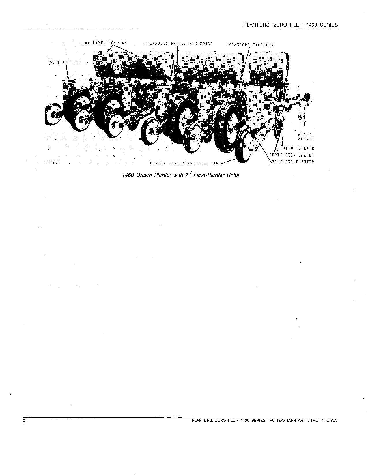 JOHN DEERE 1400 PLANTER PARTS CATALOG MANUAL