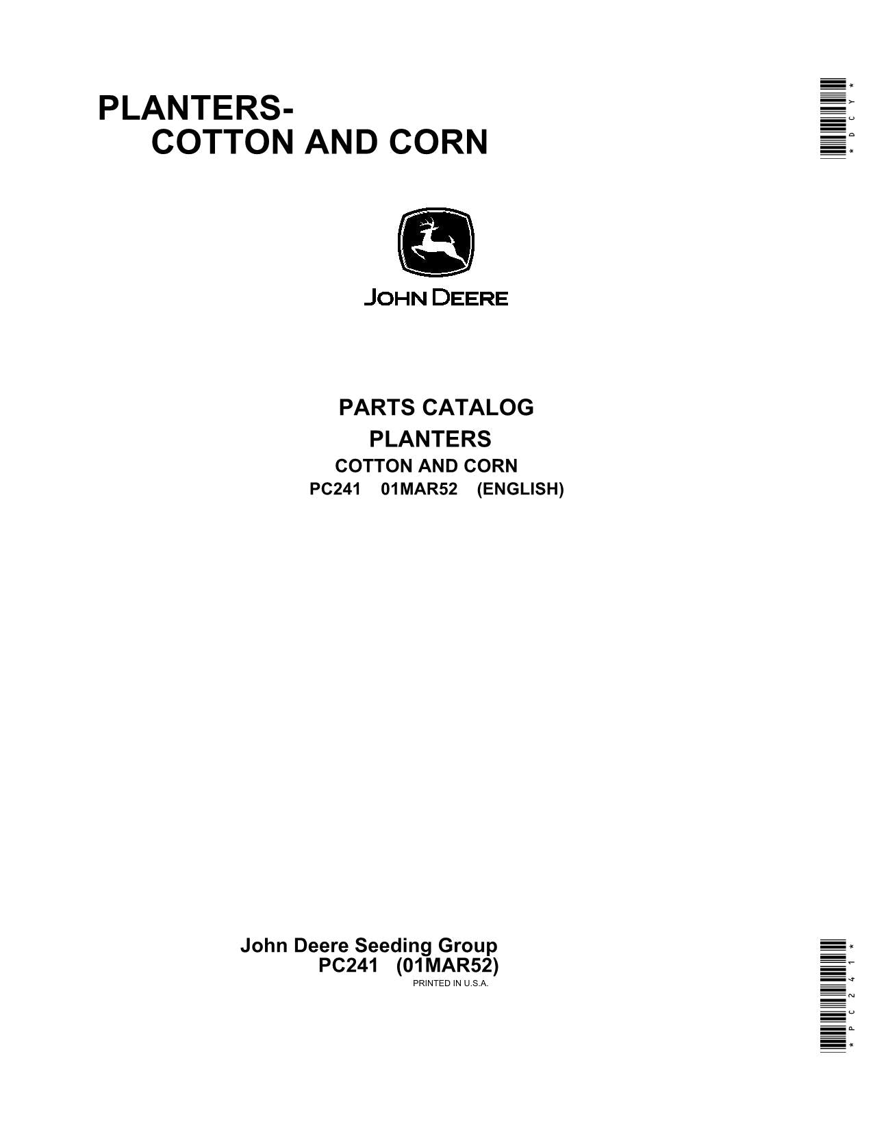 JOHN DEERE 535L 240 241 149 157 158 159 260 A250  PLANTER PARTS CATALOG MANUAL