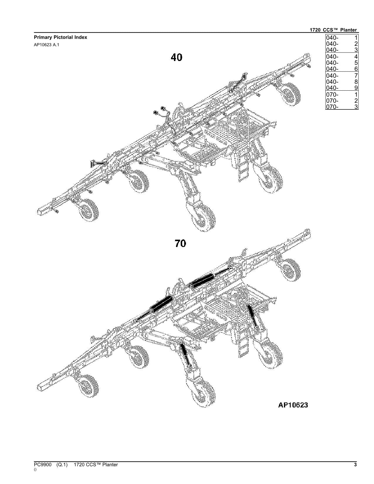 JOHN DEERE 1720 CCS PLANTER PARTS CATALOG MANUAL