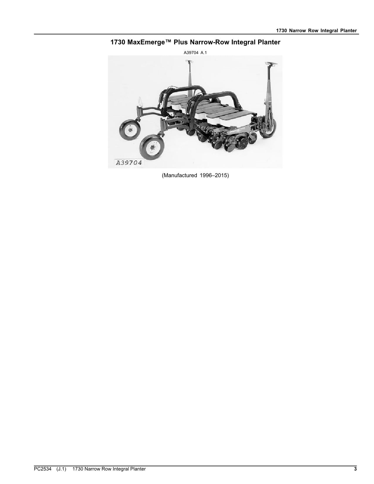 JOHN DEERE 1730 PLANTER PARTS CATALOG MANUAL #6