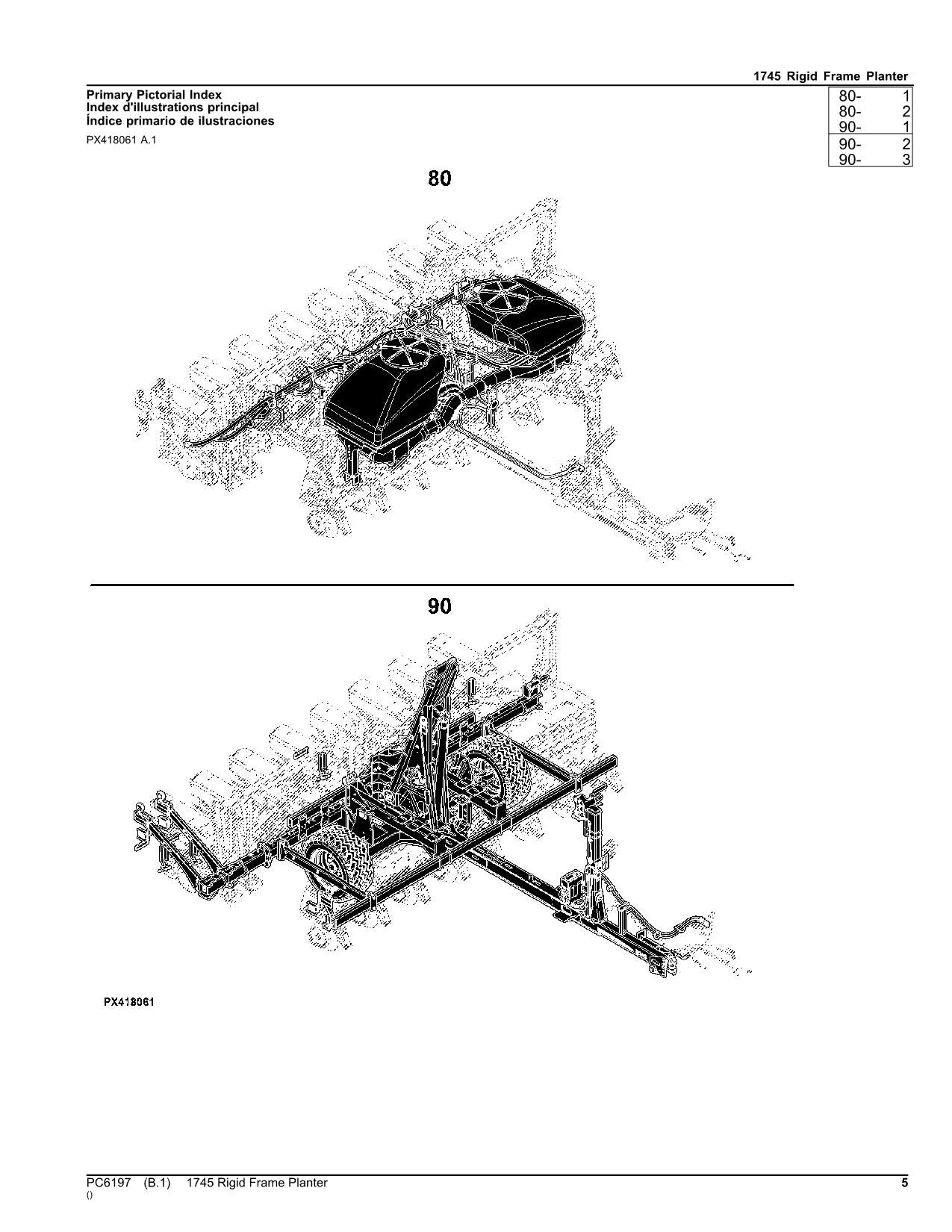 JOHN DEERE 1745 PLANTER PARTS CATALOG MANUAL