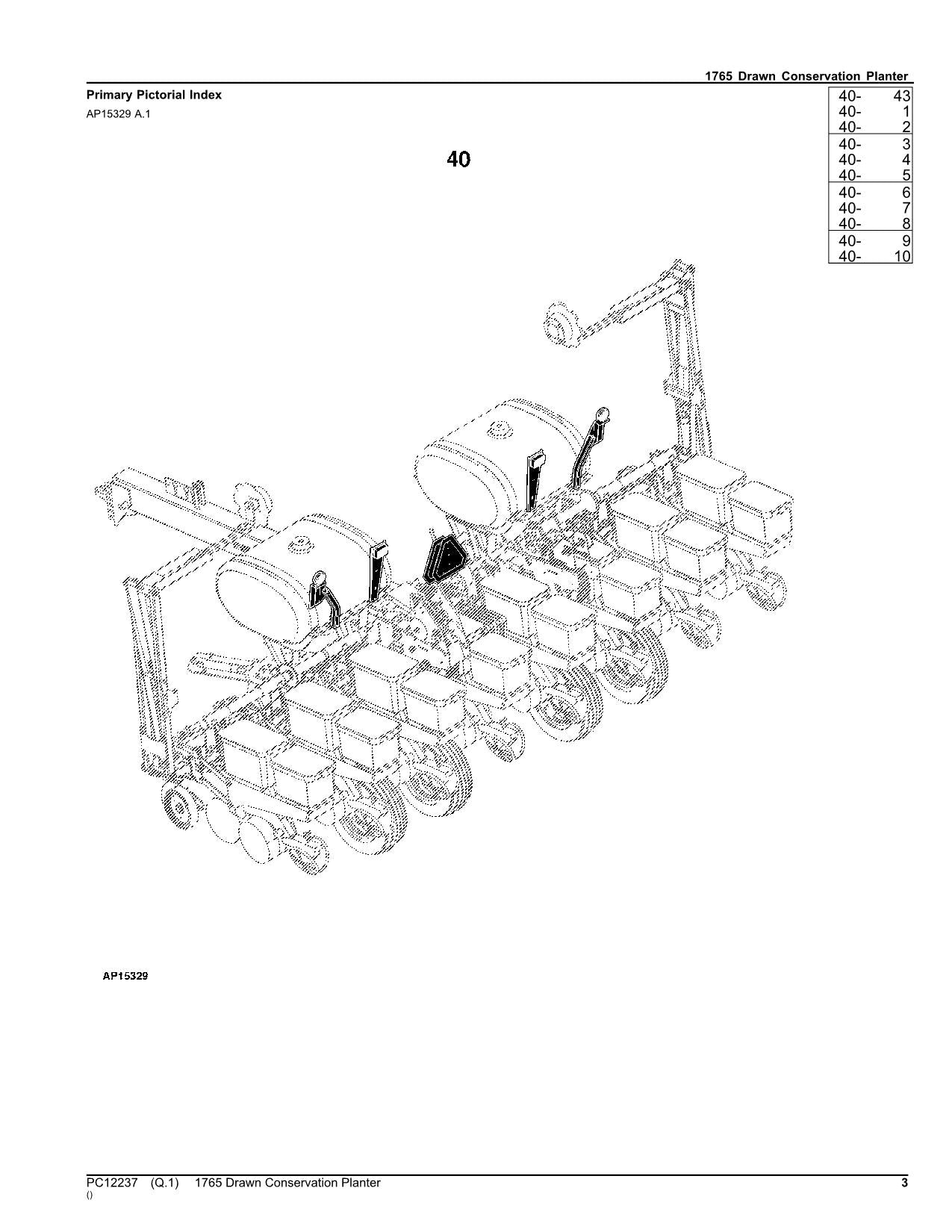 JOHN DEERE 1765 PLANTER PARTS CATALOG MANUAL