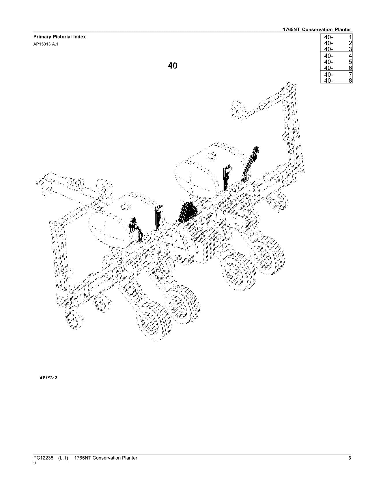 JOHN DEERE 1765NT PLANTER PARTS CATALOG MANUAL