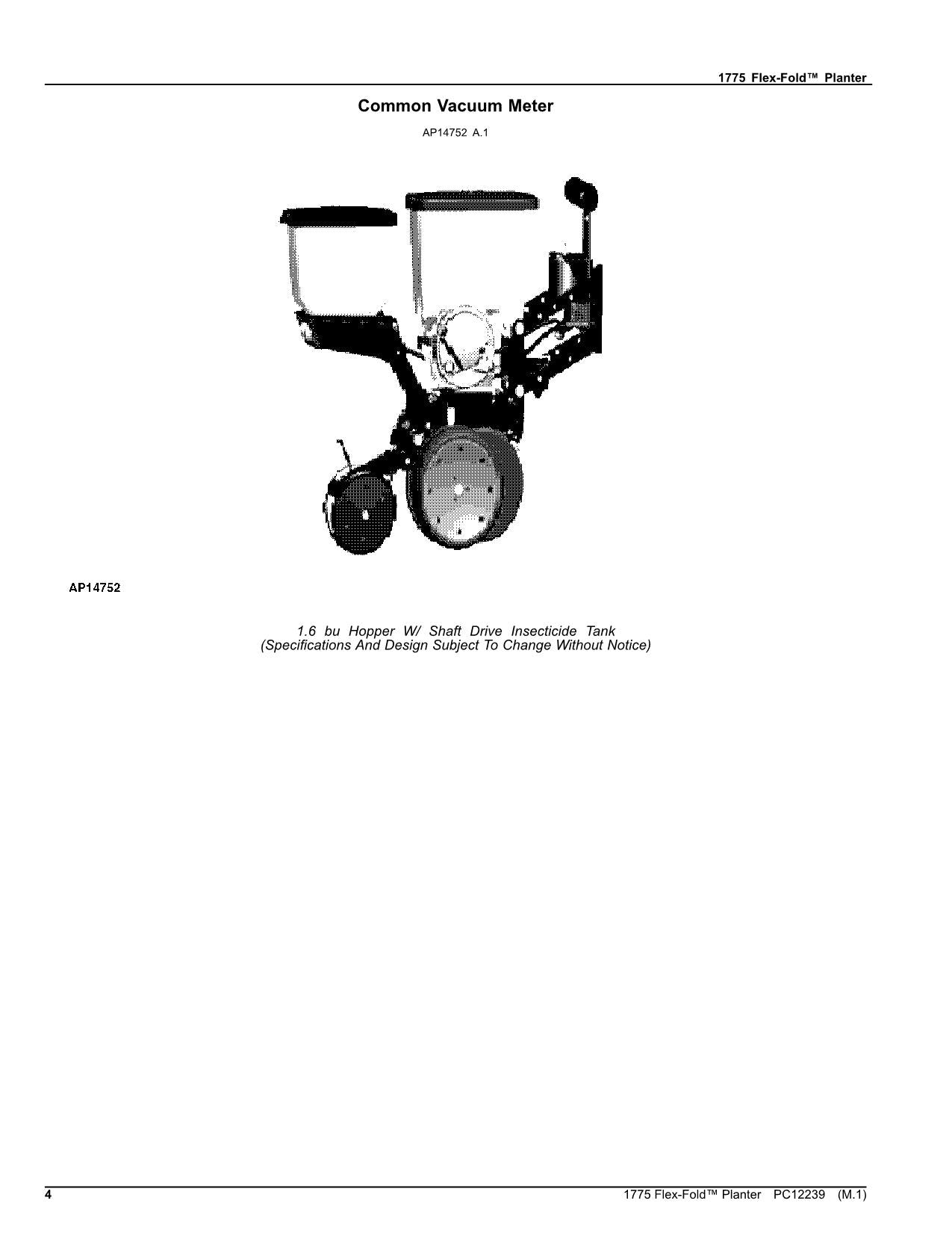 JOHN DEERE 1775 PFLANZMASCHINEN-ERSATZTEILKATALOGHANDBUCH Nr. 1