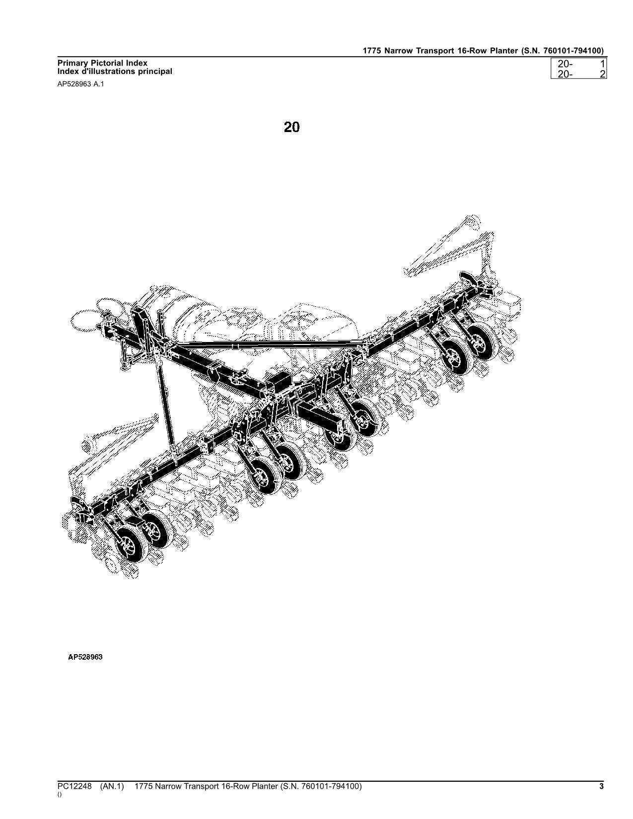 JOHN DEERE 1775 PLANTER PARTS CATALOG MANUAL #3