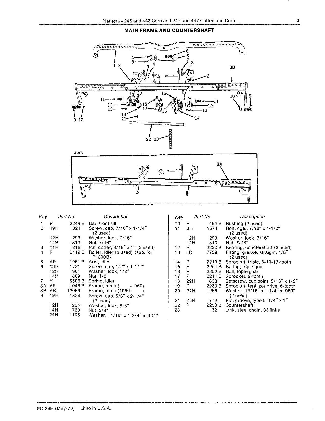 JOHN DEERE 246 247 446 447 PLANTER PARTS CATALOG MANUAL