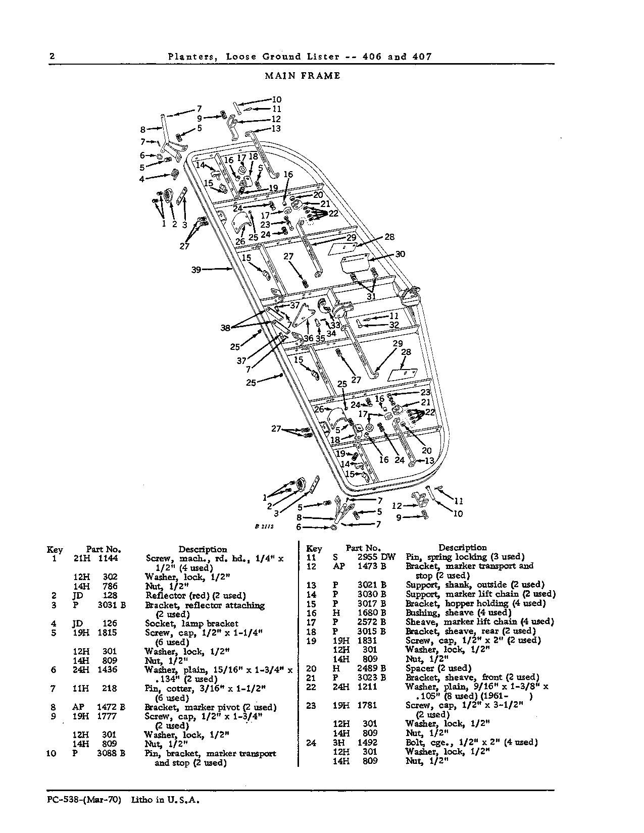 JOHN DEERE 406 407 PLANTER PARTS CATALOG MANUAL