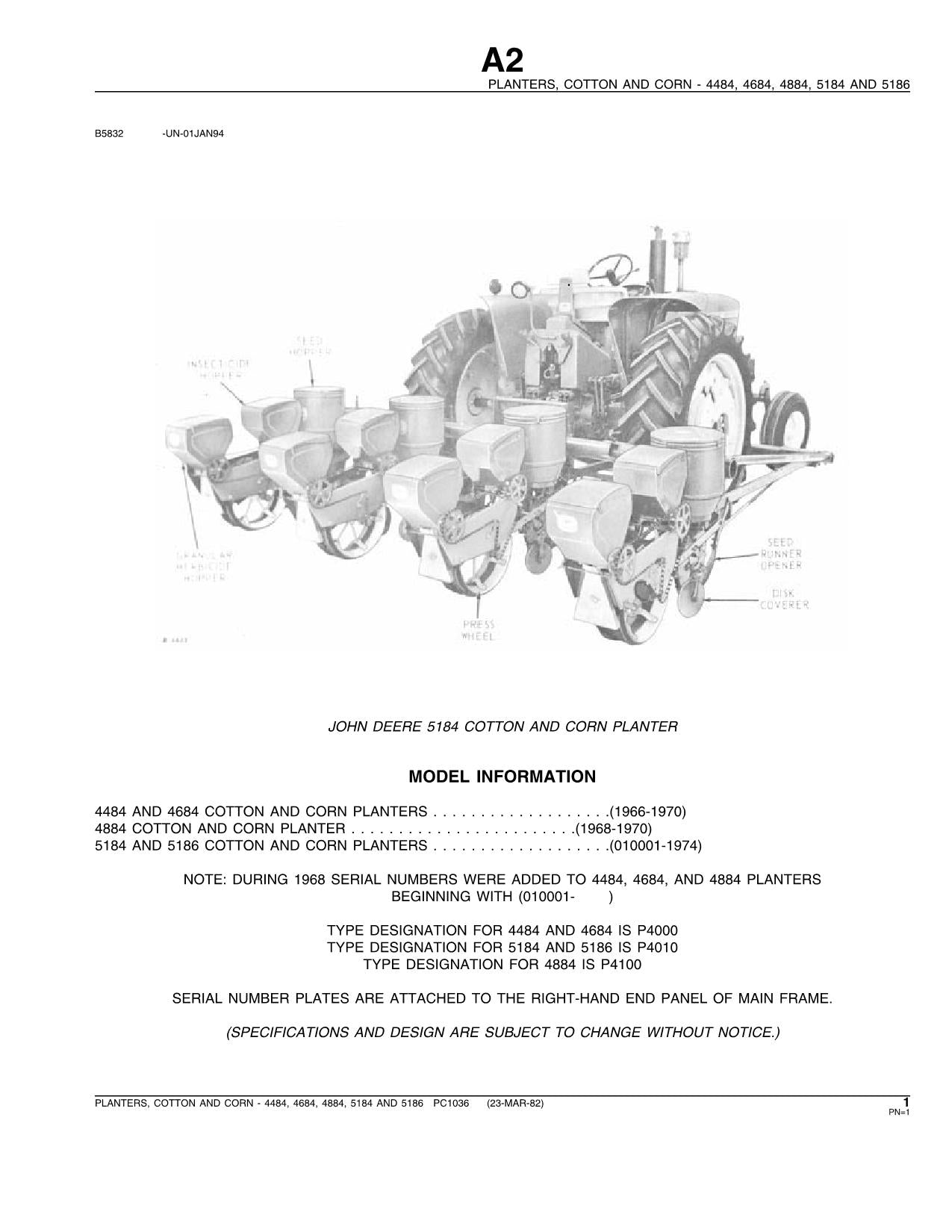 JOHN DEERE 4484 4684 5184 5186 PFLANZMASCHINE ERSATZTEILKATALOGHANDBUCH