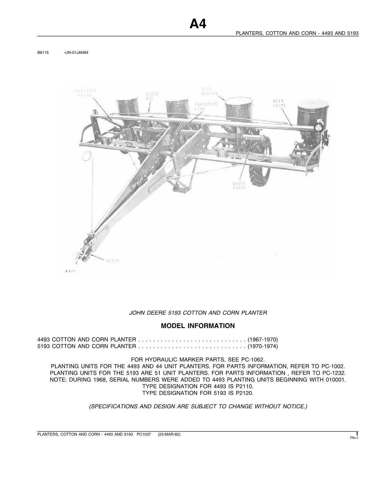 MANUEL DU CATALOGUE DES PIÈCES DU SEMOIR JOHN DEERE 4493 5193