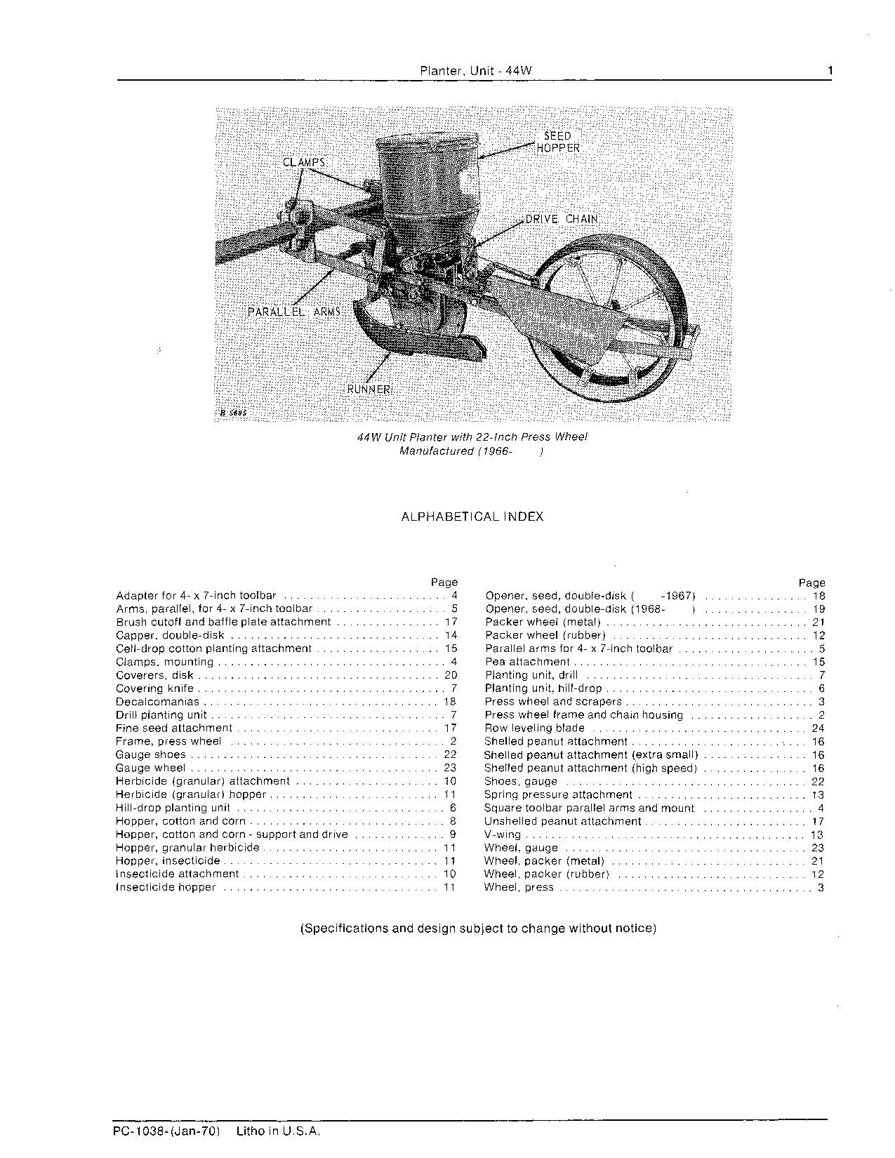 JOHN DEERE 44W PLANTER ERSATZTEILKATALOGHANDBUCH NORDAMERIKA