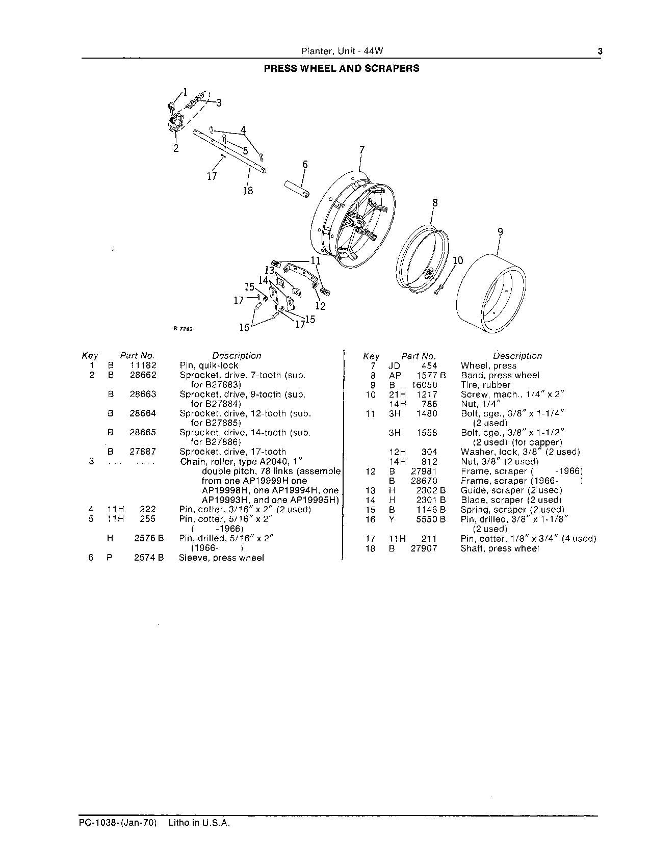 JOHN DEERE 44W PLANTER ERSATZTEILKATALOGHANDBUCH NORDAMERIKA