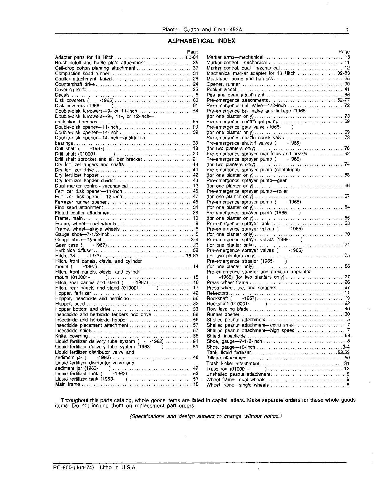 JOHN DEERE 493A PFLANZMASCHINE ERSATZTEILKATALOGHANDBUCH