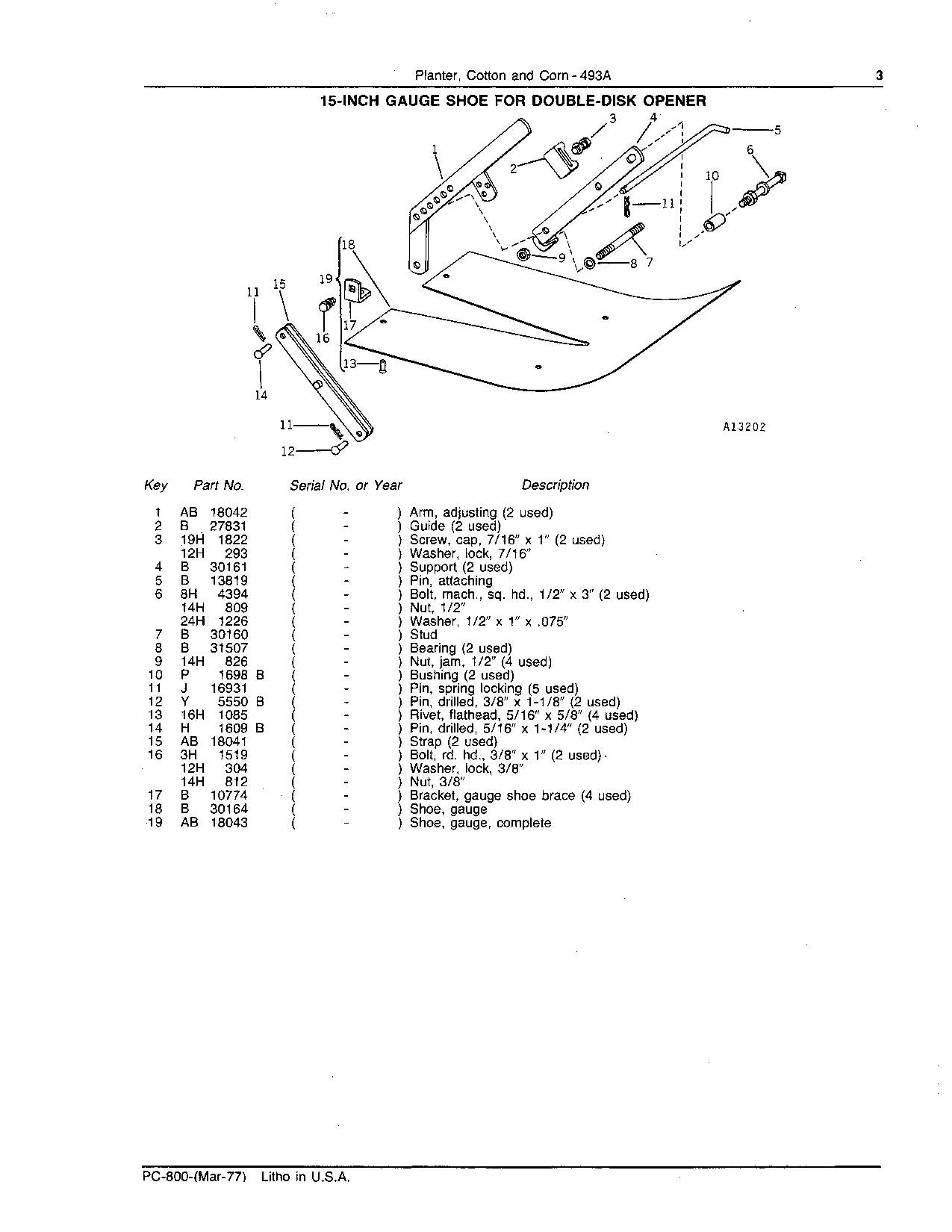 JOHN DEERE 493A PFLANZMASCHINE ERSATZTEILKATALOGHANDBUCH