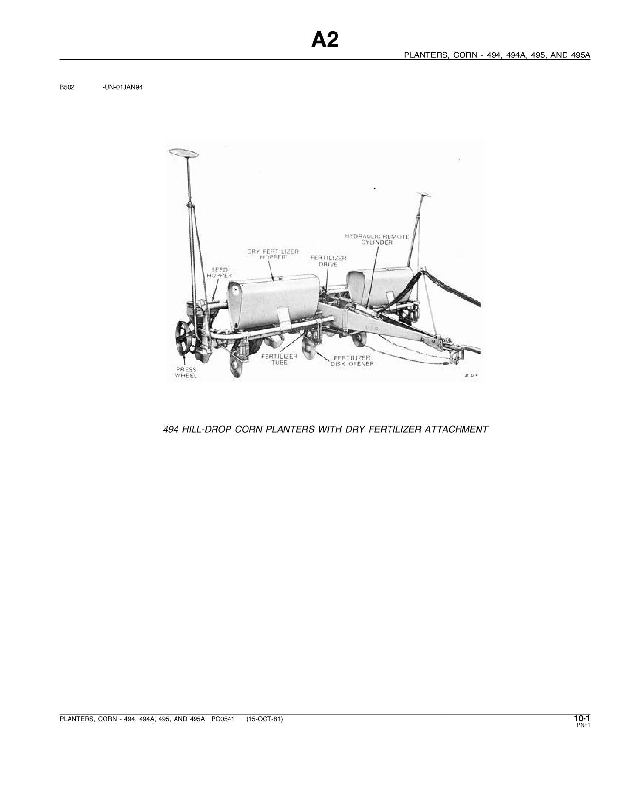 JOHN DEERE 494 494A 495 495A PFLANZMASCHINE ERSATZTEILKATALOG HANDBUCH