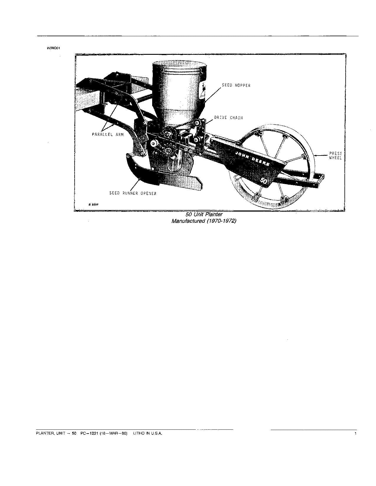 JOHN DEERE 50 PLANTER ERSATZTEILKATALOGHANDBUCH