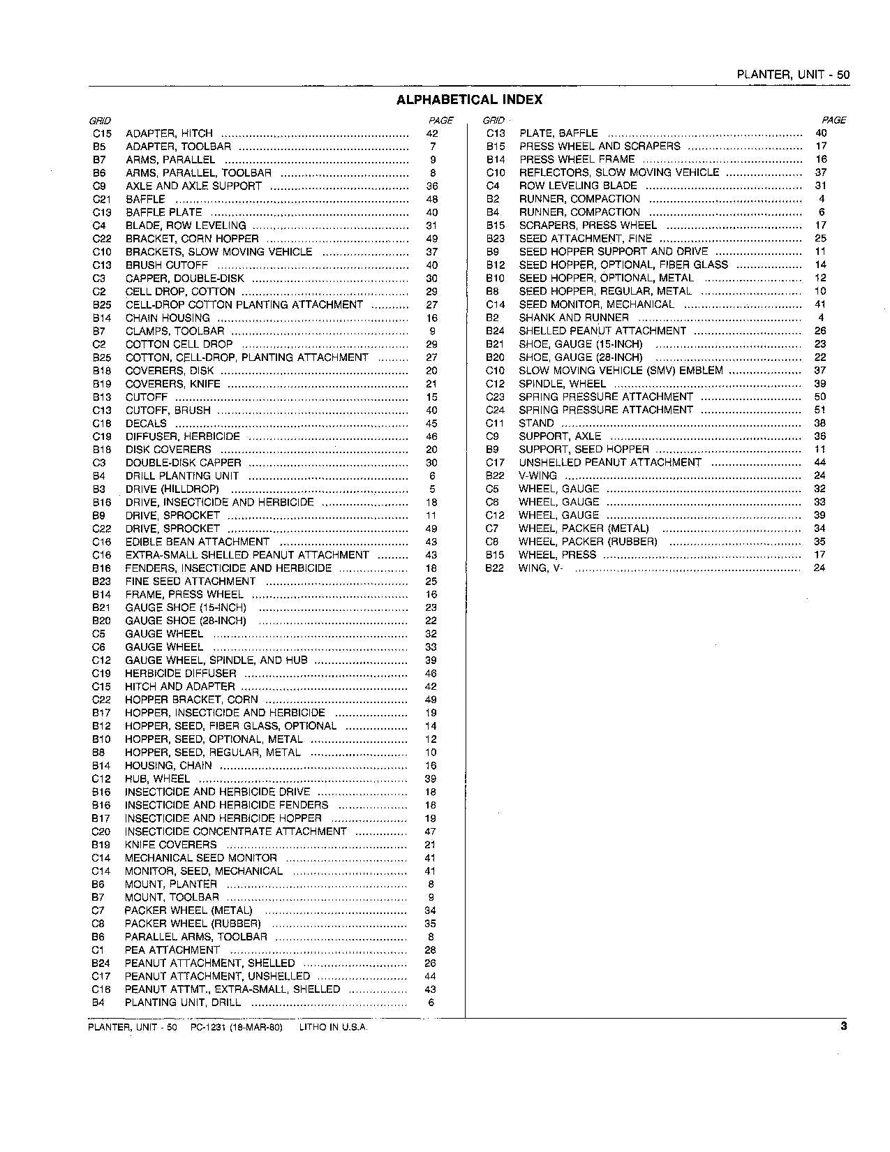 JOHN DEERE 50 PLANTER ERSATZTEILKATALOGHANDBUCH