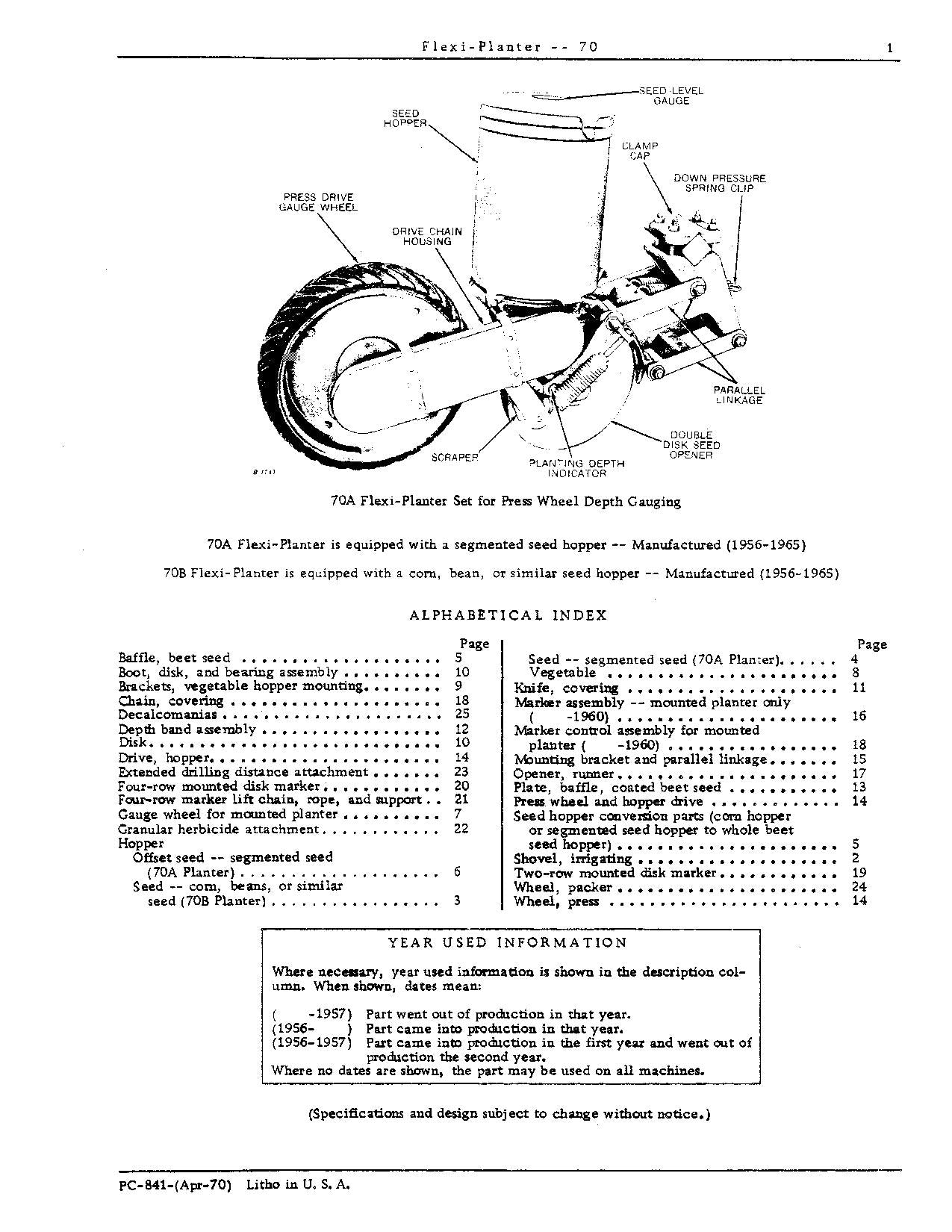 MANUEL DU CATALOGUE DES PIÈCES DU SEMOIR JOHN DEERE 70