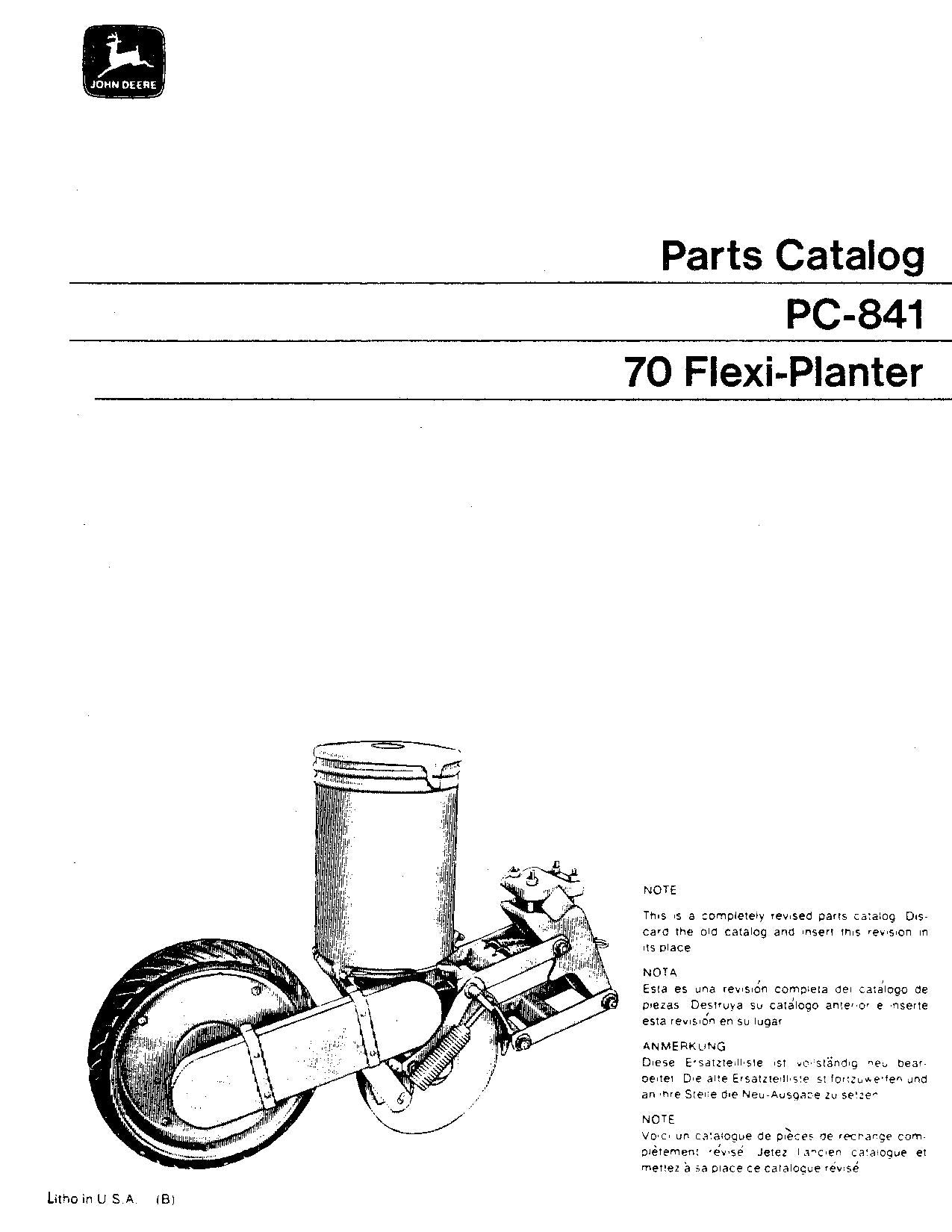 JOHN DEERE 70 PLANTER ERSATZTEILKATALOGHANDBUCH