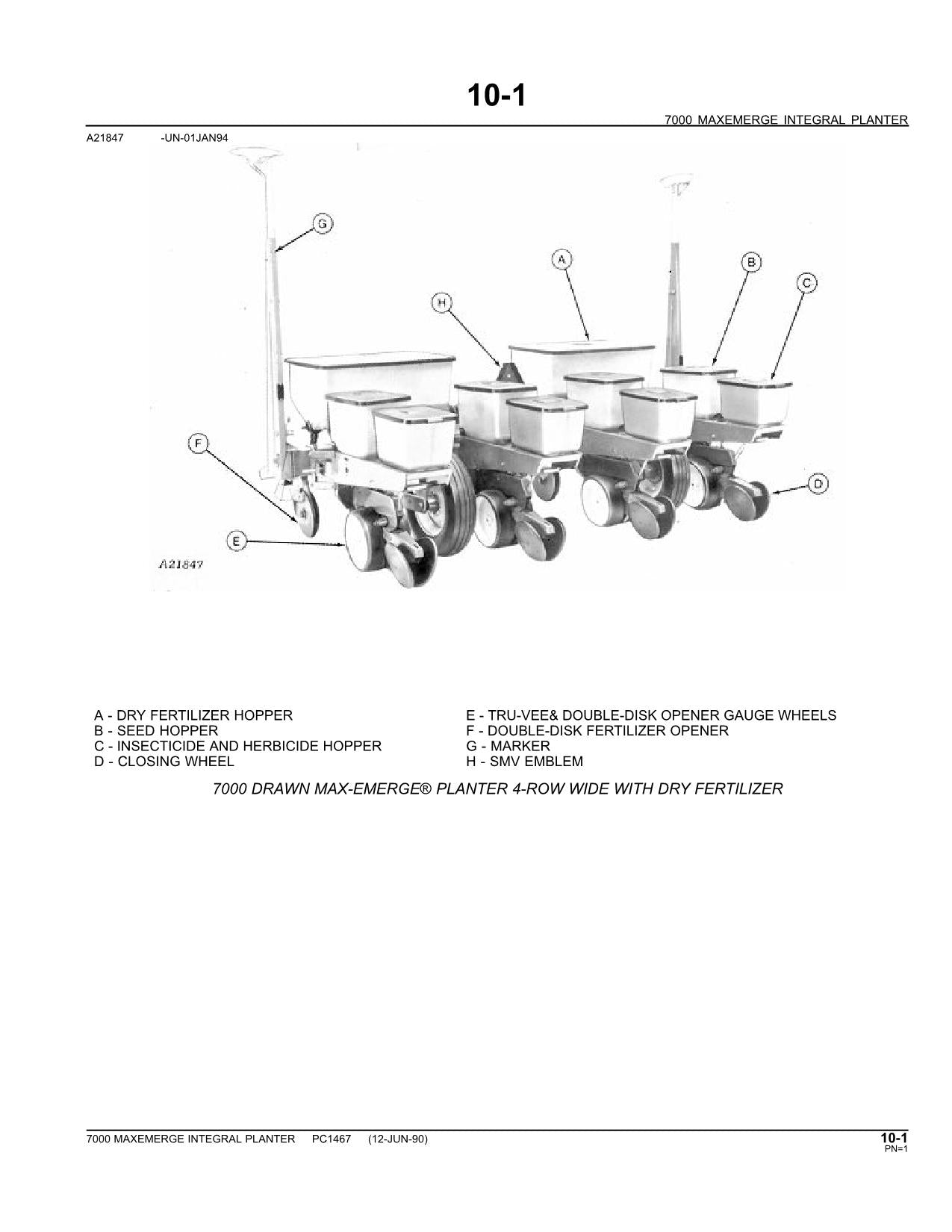 JOHN DEERE 7000 PLANTER PARTS CATALOG MANUAL #2