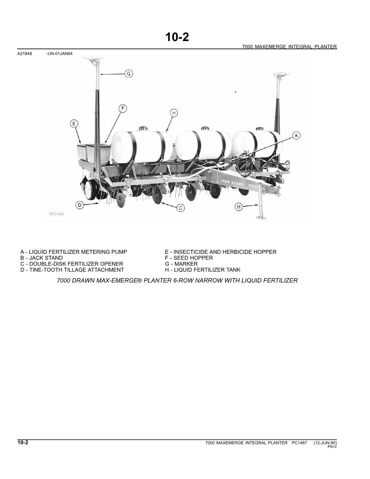 JOHN DEERE 7000 PLANTER PARTS CATALOG MANUAL #2