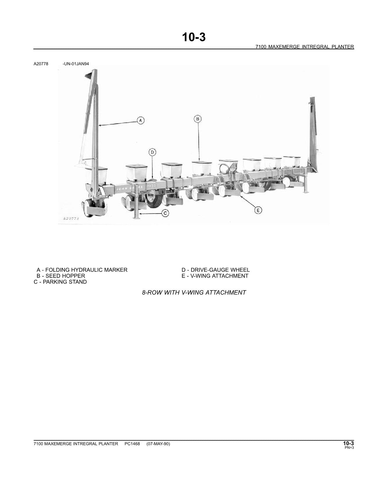 JOHN DEERE 7100 PLANTER PARTS CATALOG MANUAL #2