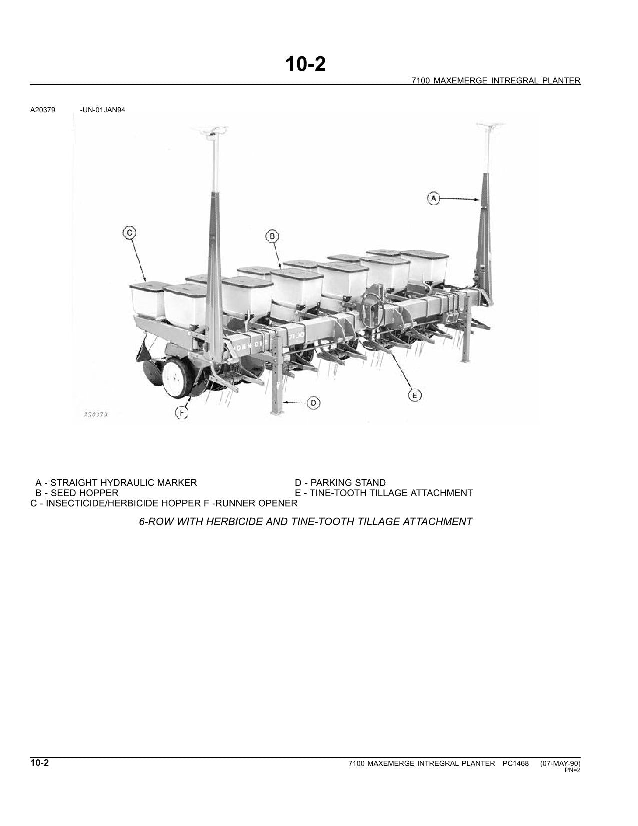 JOHN DEERE 7100 PLANTER PARTS CATALOG MANUAL #2