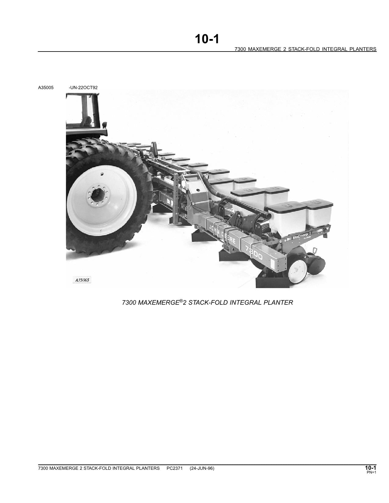 JOHN DEERE 7300 PLANTER PARTS CATALOG MANUAL #2