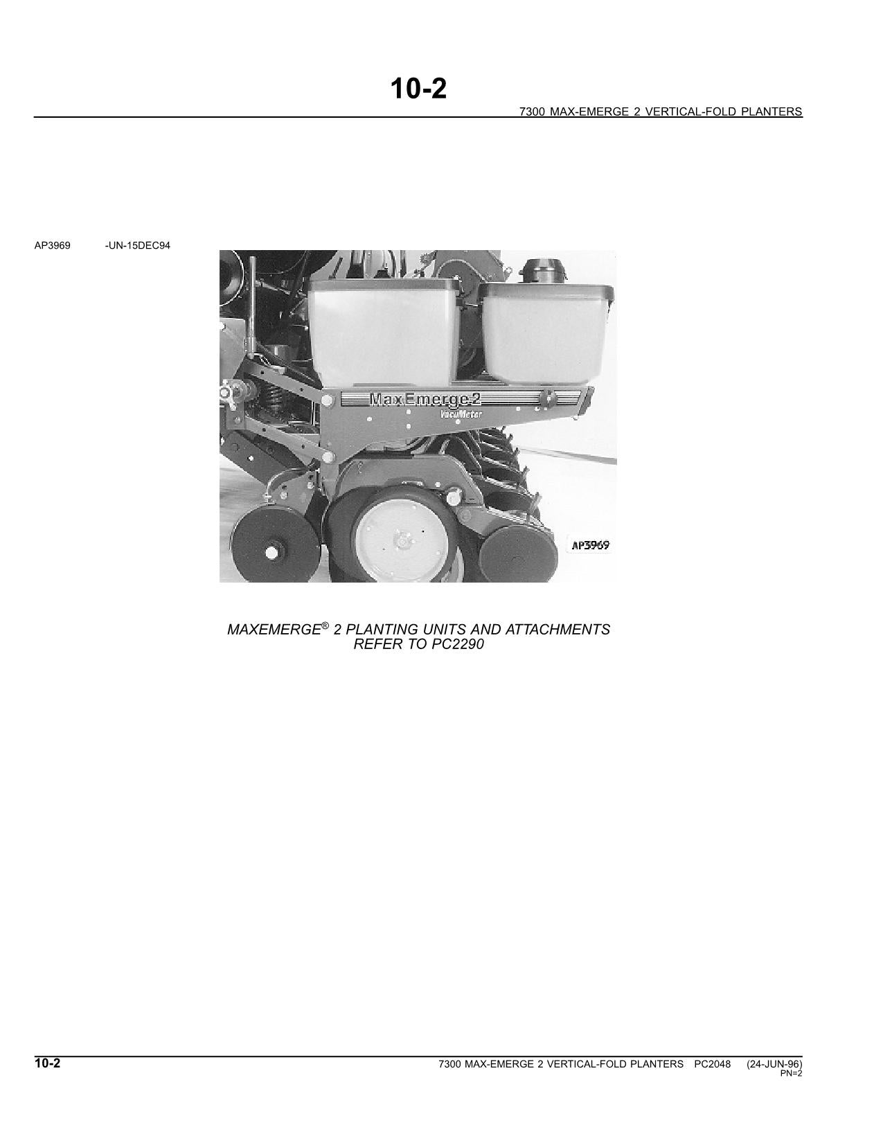 JOHN DEERE 7300 PLANTER PARTS CATALOG MANUAL #3