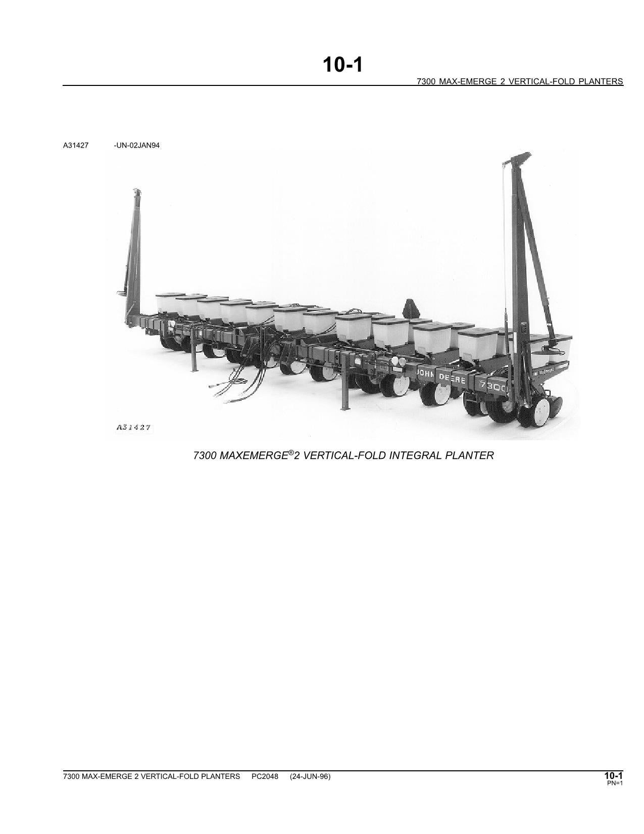 JOHN DEERE 7300 PLANTER PARTS CATALOG MANUAL #3