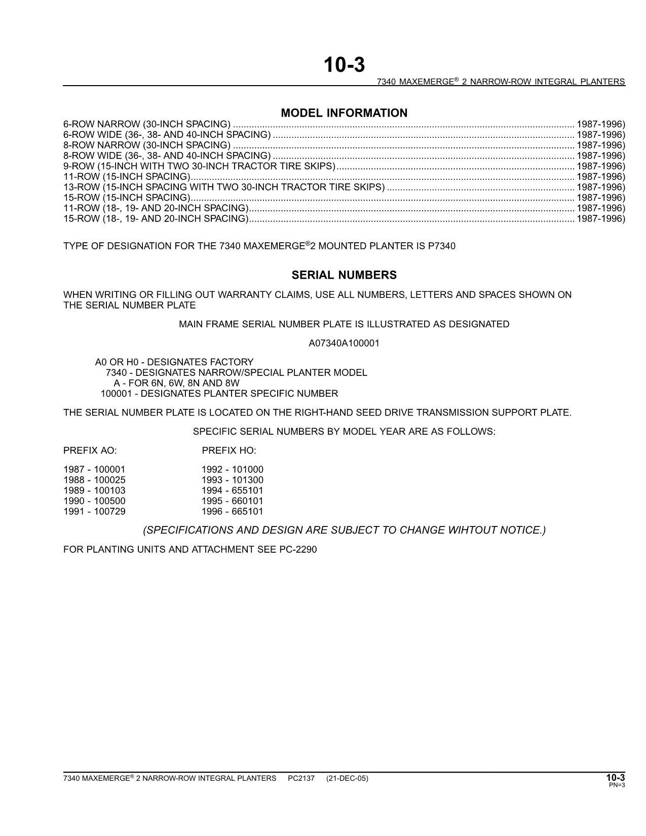 MANUEL DU CATALOGUE DES PIÈCES DU SEMOIR JOHN DEERE 7340