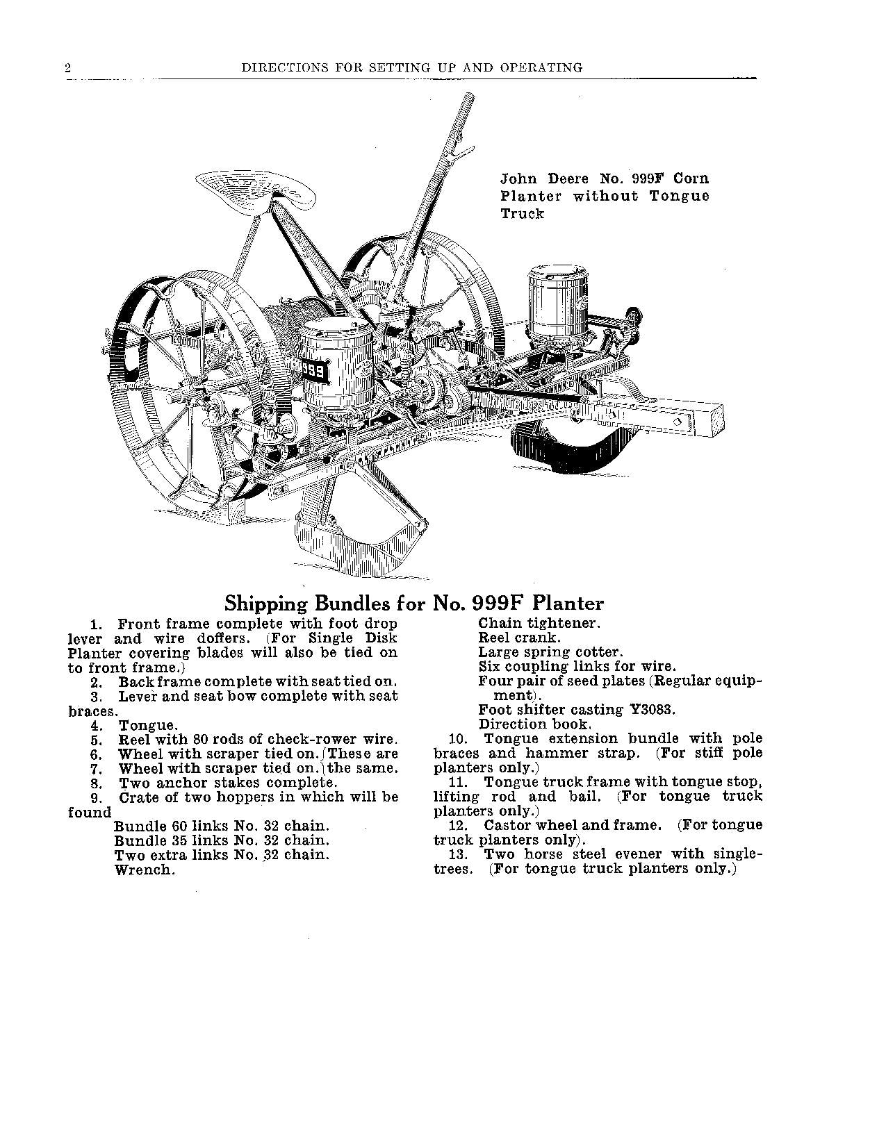 JOHN DEERE 999F PLANTER PARTS CATALOG MANUAL