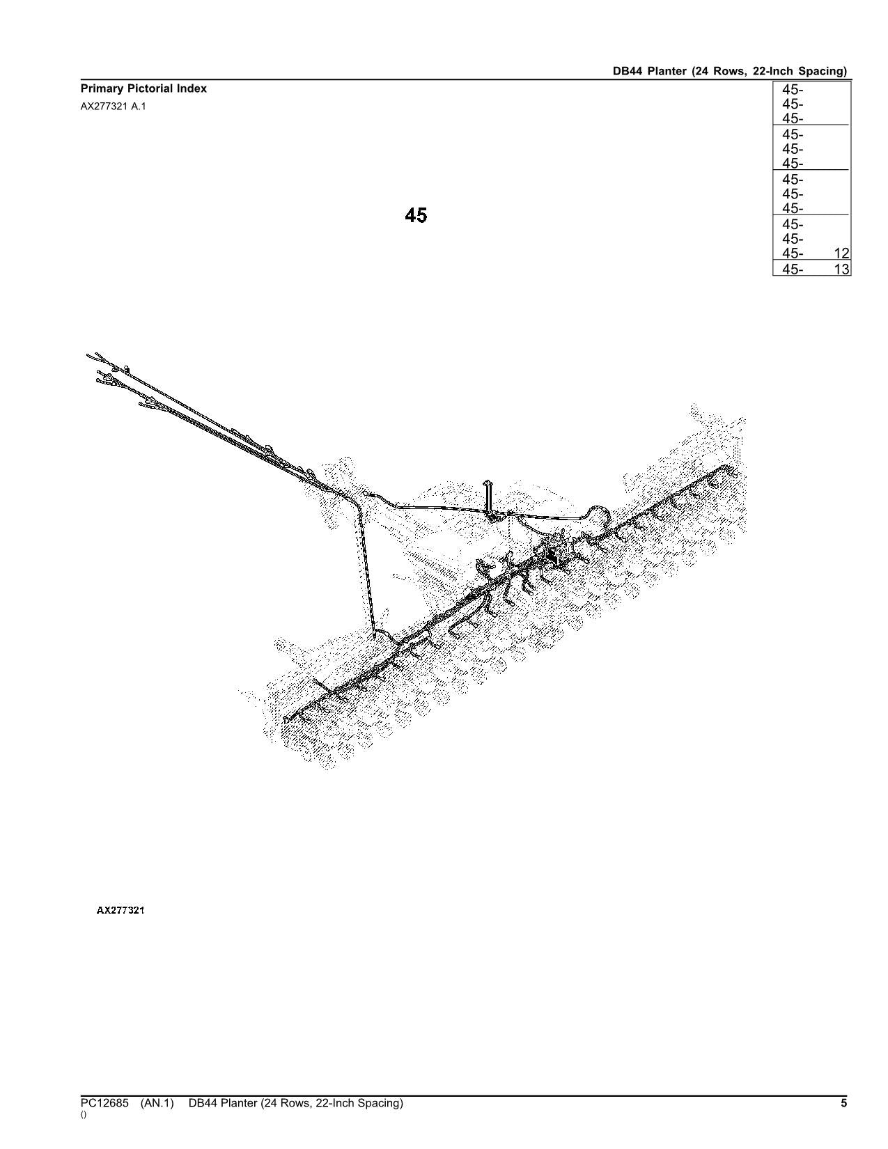 JOHN DEERE DB44 PLANTER PARTS CATALOG MANUAL