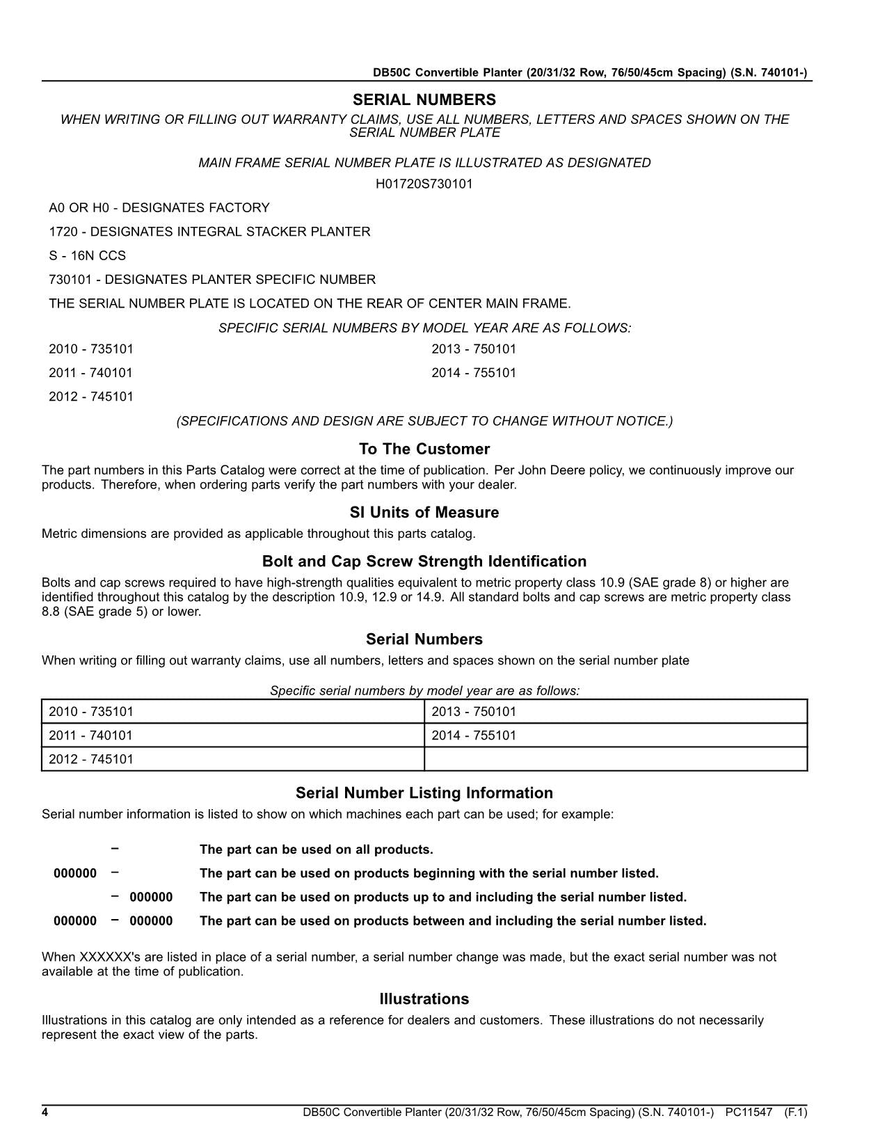 JOHN DEERE DB50C Pflanzmaschine - Ersatzteilkatalog - Handbuch