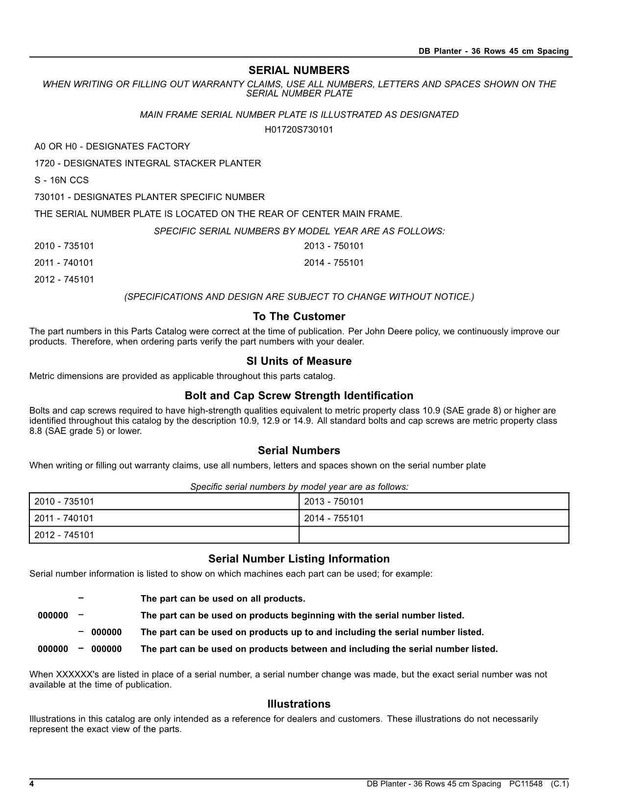 JOHN DEERE DB53 Pflanzmaschine Teilekatalog Handbuch Nordamerika