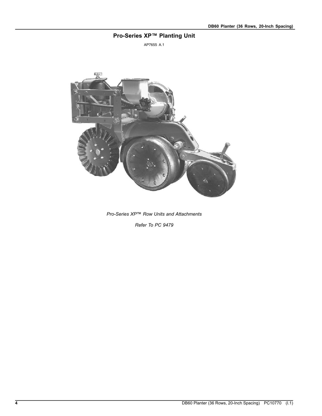 JOHN DEERE DB60 Pflanzmaschine Ersatzteilkatalog Handbuch Nr. 1