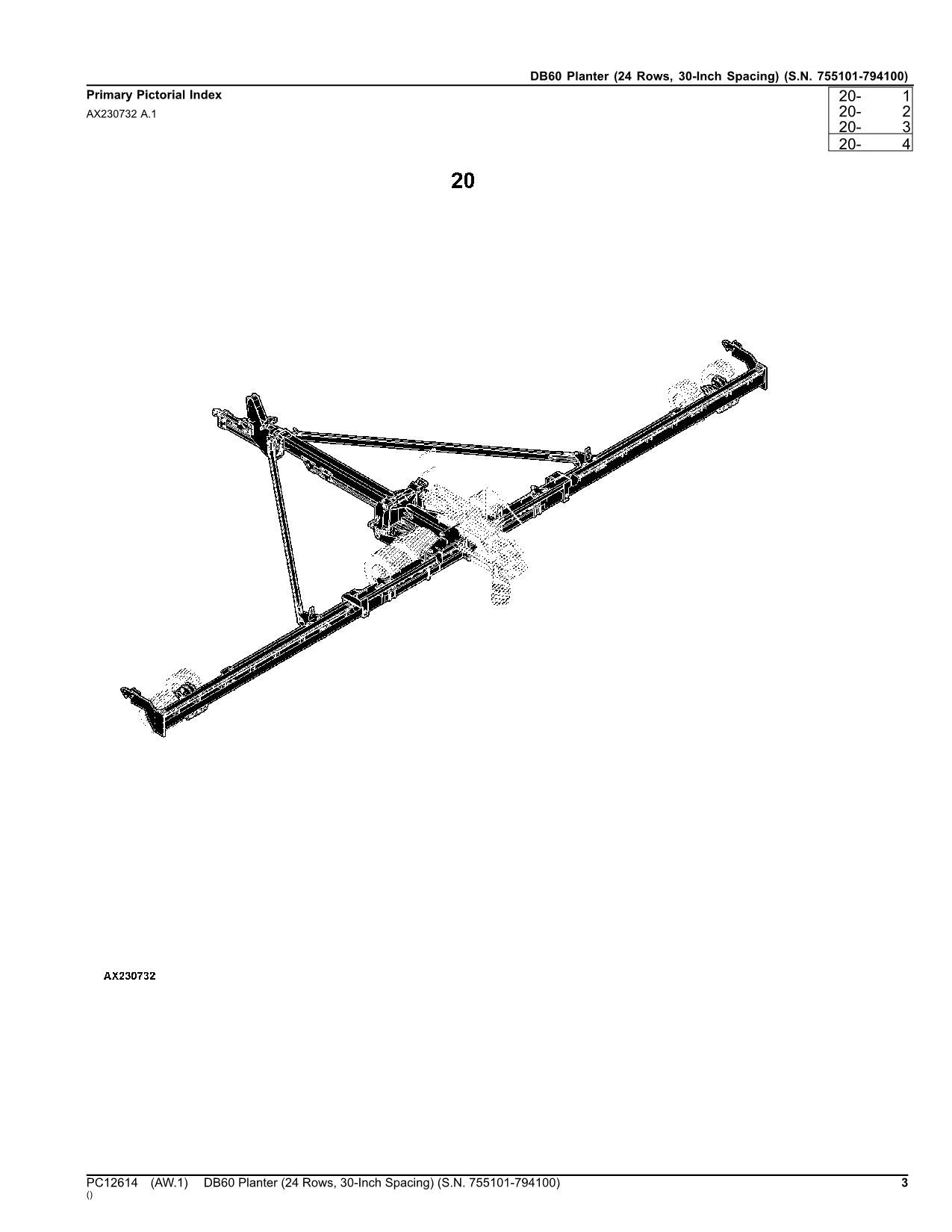 JOHN DEERE DB60 PLANTER PARTS CATALOG MANUAL #3