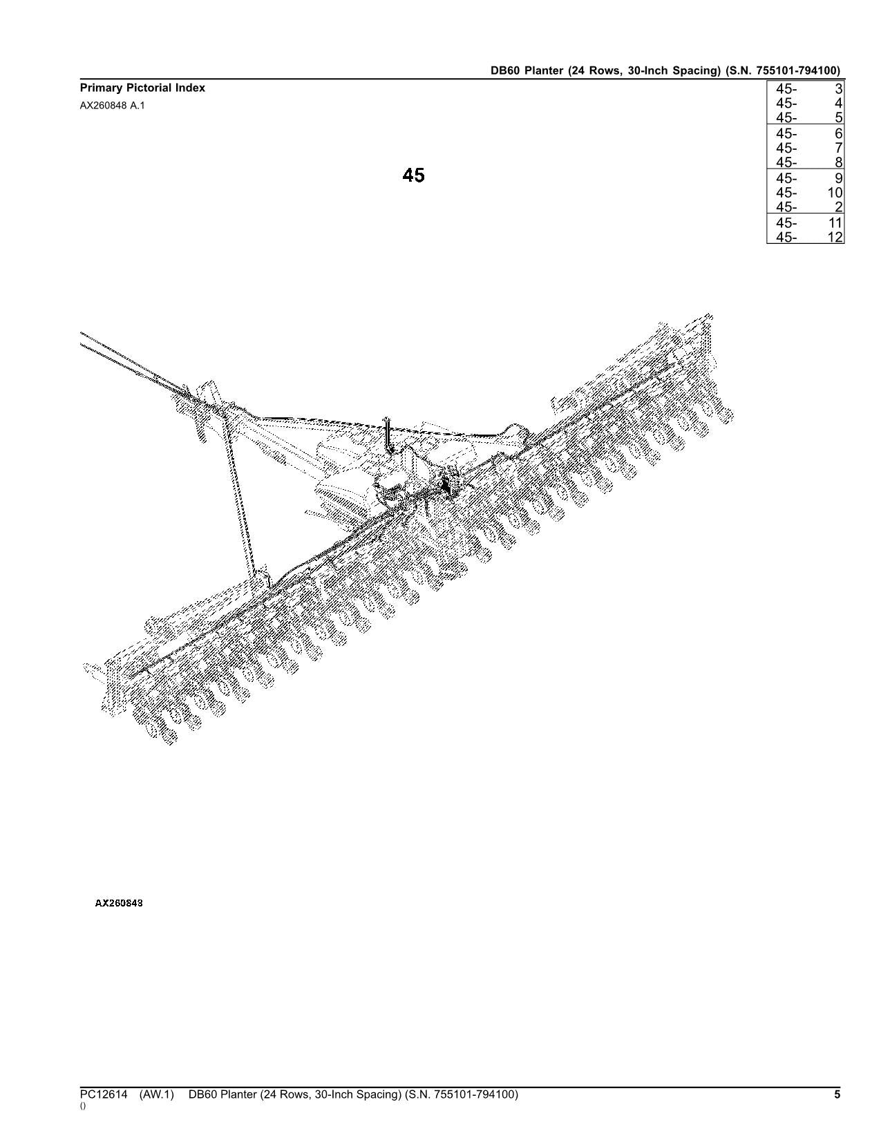 JOHN DEERE DB60 PLANTER PARTS CATALOG MANUAL #3