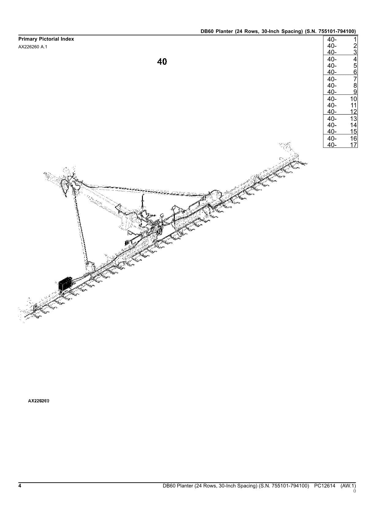 JOHN DEERE DB60 PLANTER PARTS CATALOG MANUAL #3