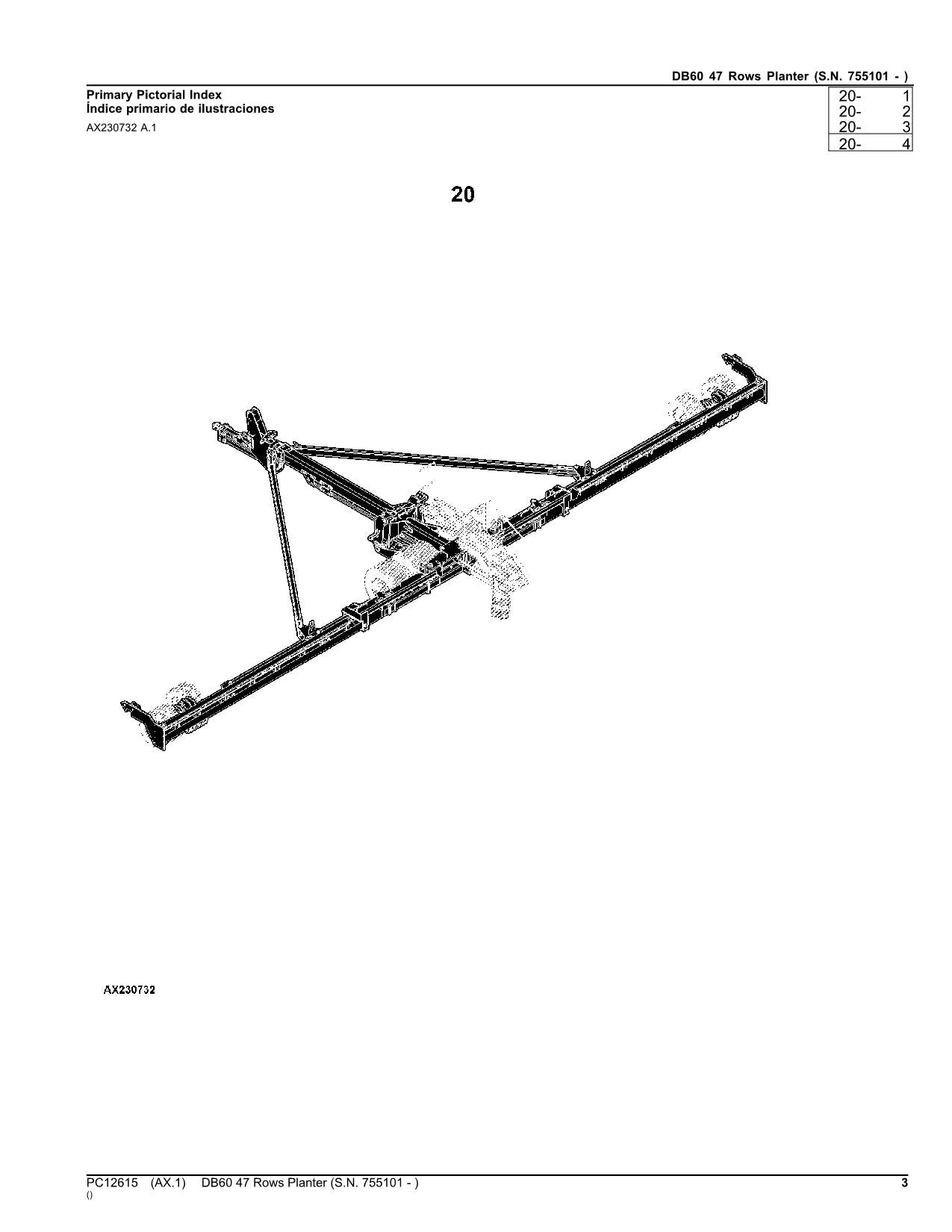 JOHN DEERE DB60 PLANTER PARTS CATALOG MANUAL #4