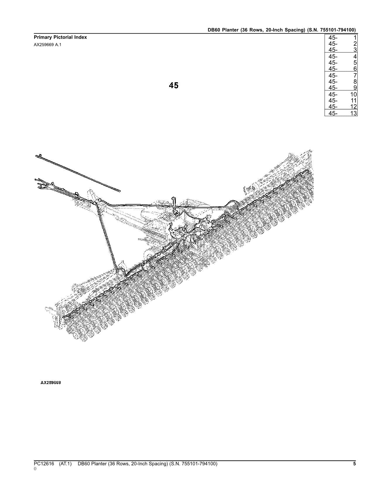 JOHN DEERE DB60 PLANTER PARTS CATALOG MANUAL #5