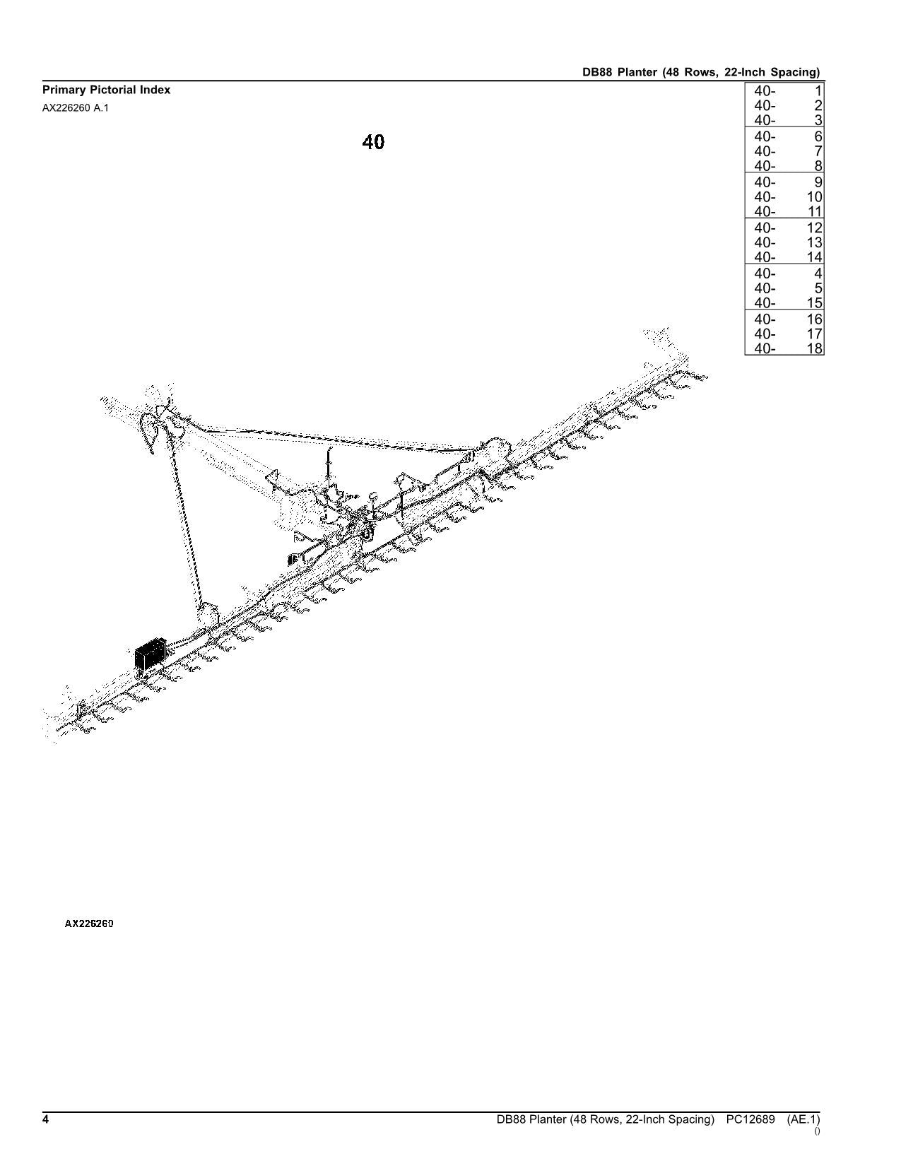 JOHN DEERE DB88 Pflanzmaschine - Ersatzteilkatalog - Handbuch