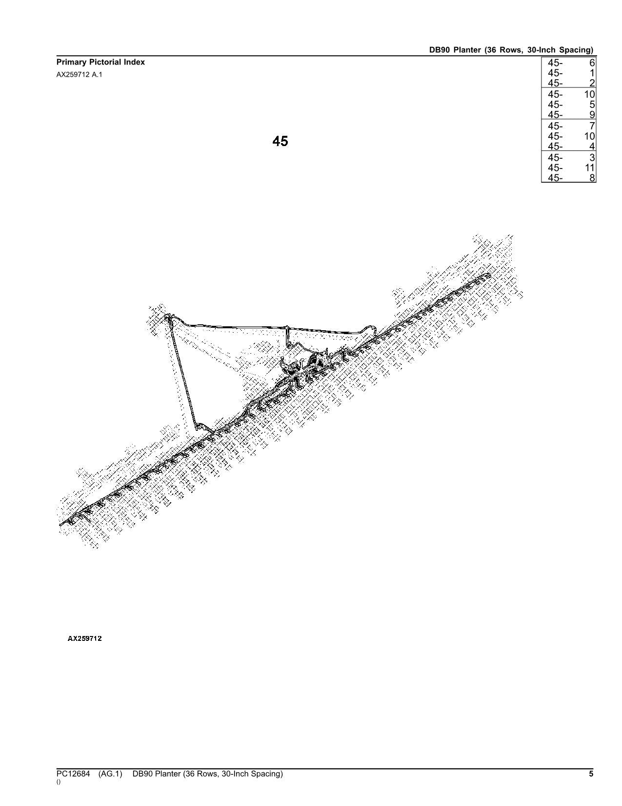 JOHN DEERE DB90 PLANTER PARTS CATALOG MANUAL #1