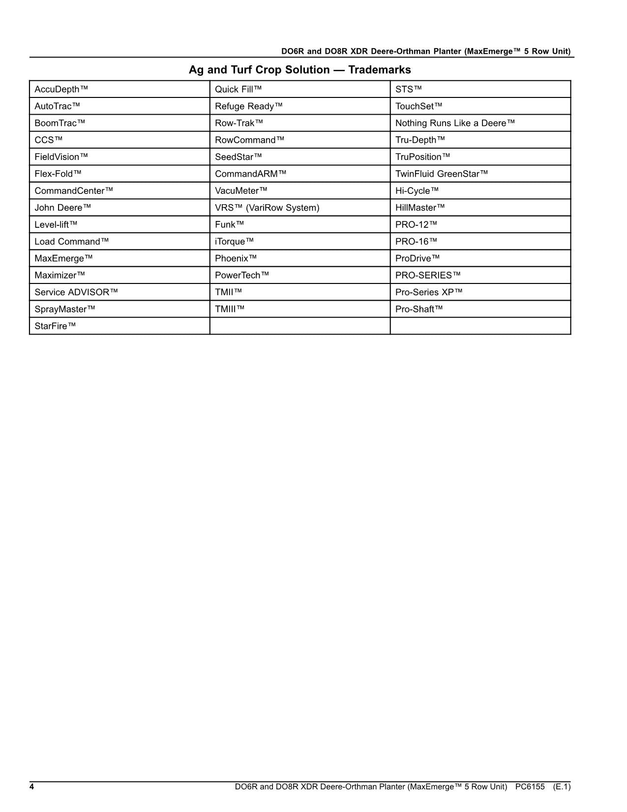 JOHN DEERE DO6R  DO8R XDR PLANTER PARTS CATALOG MANUAL #2