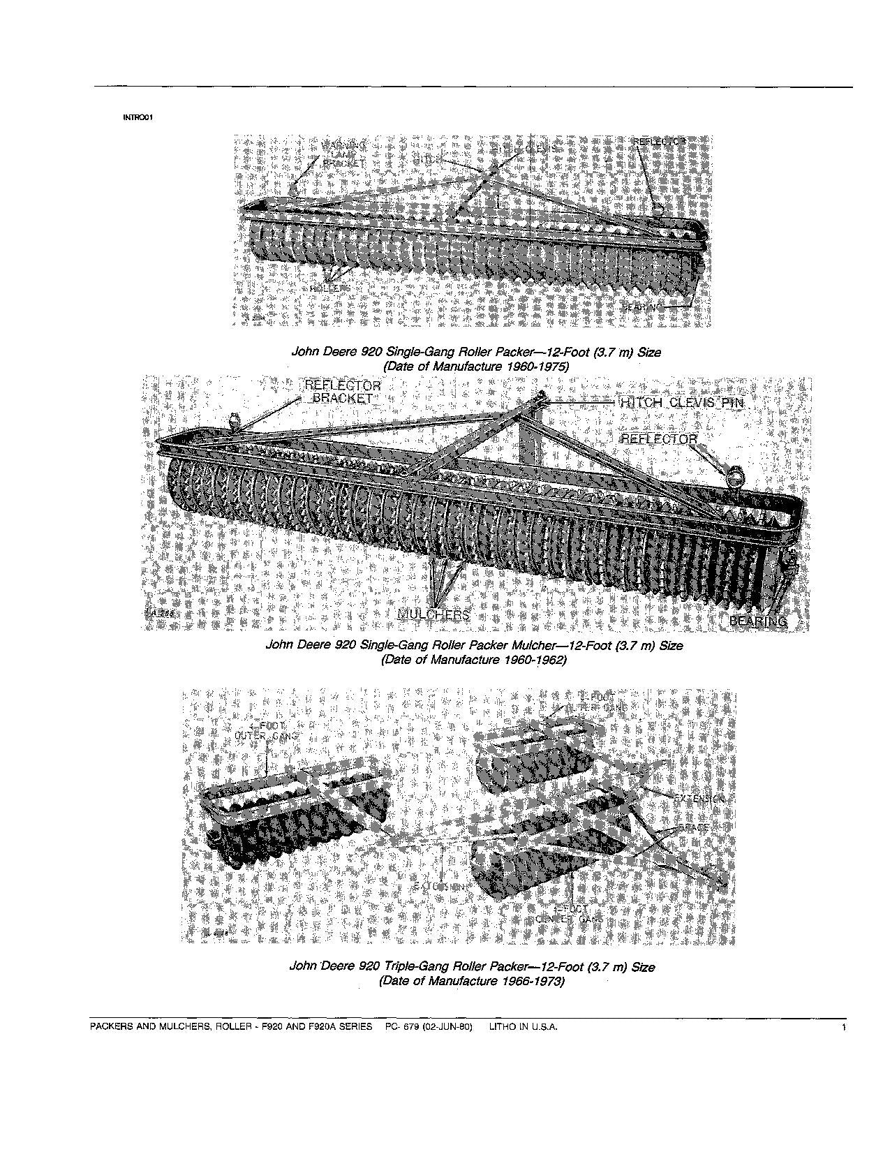 JOHN DEERE F920 F920A PLANTER PARTS CATALOG MANUAL